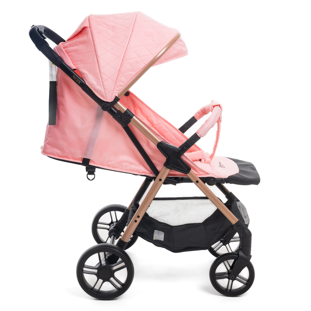 BEBELISSIMO Poussette Bébé Canne Ultra Compacte – Légère – Pliage à Une Main – Noix - rose