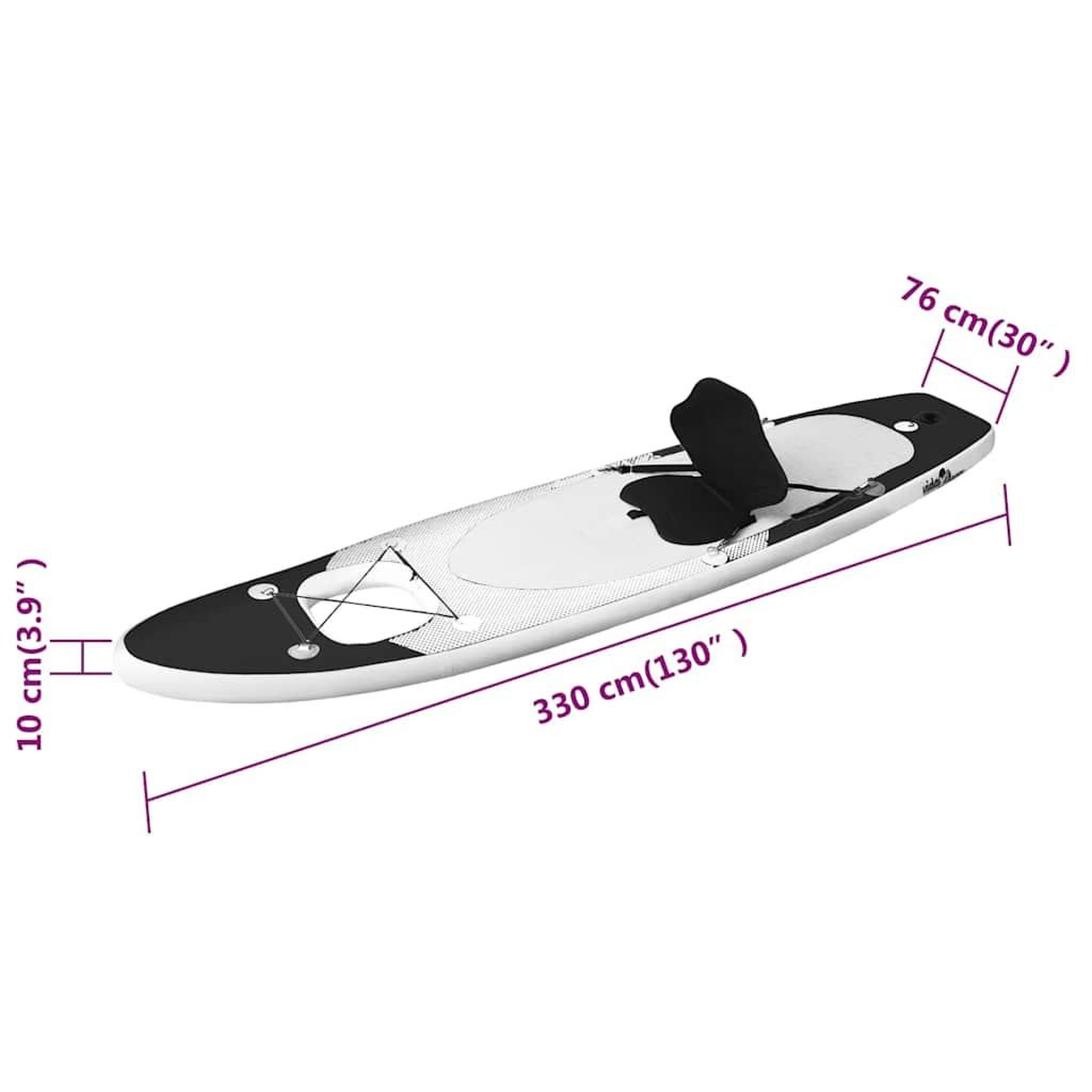Voir la diapositive 6 : VIDAXL Ensemble de planche SUP gonflable Noir 330x76x10 cm