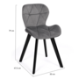 Voir la diapositive 6 : ID MARKET Lot de 4 chaises ROBINE en velours gris clair pieds noirs
