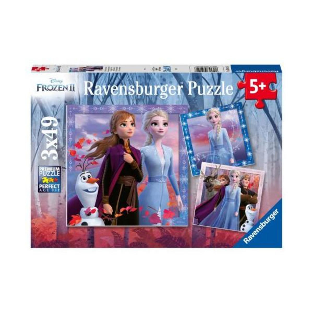 RAVENSBURGER Puzzles 3 x 49 pièces Ravensburger Le voyage commence Disney Frozen La Reine des Neiges 2