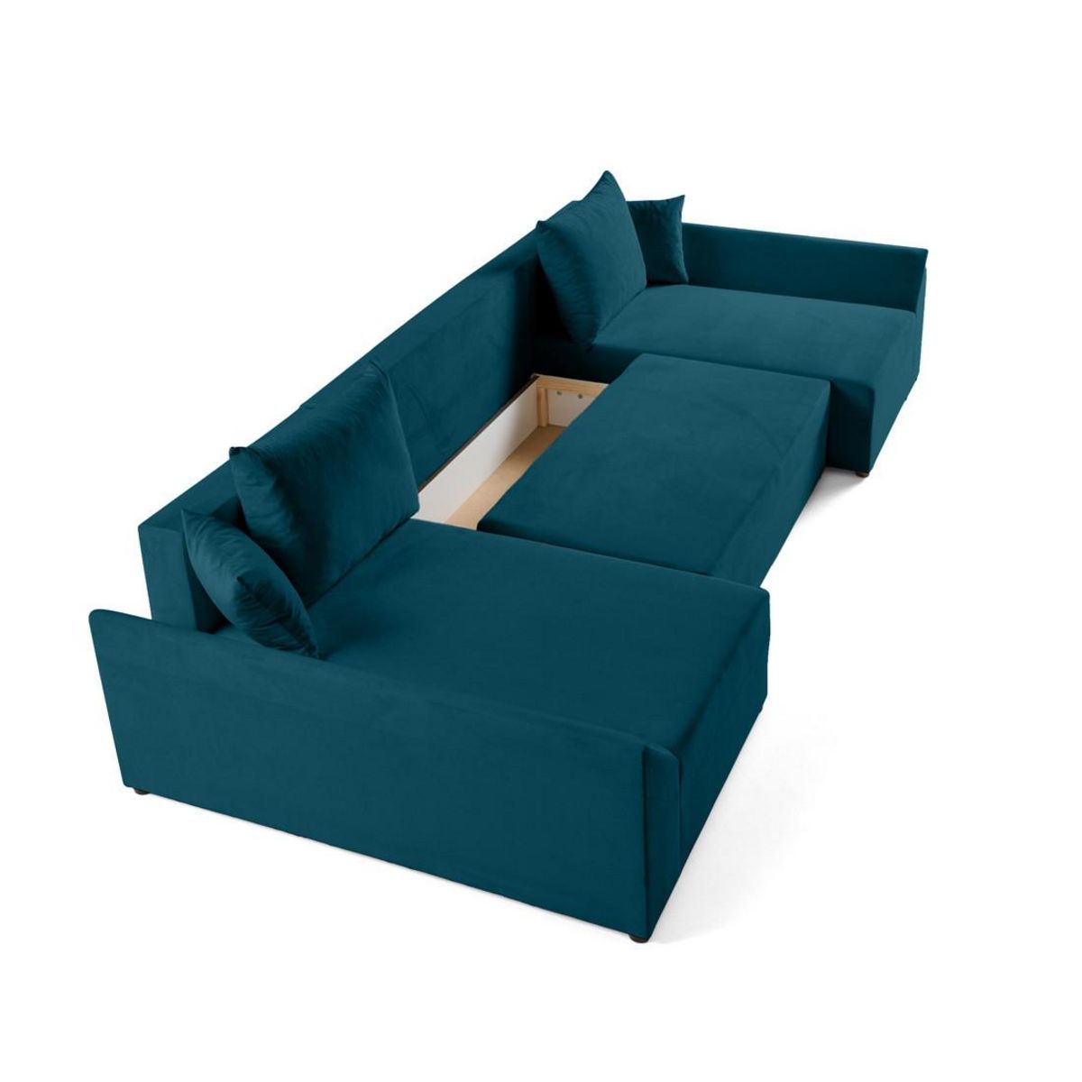 BEST MOBILIER Mike - canapé panoramique en u - 7 places - convertible - avec coffre - en velours