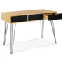 Voir la diapositive 5 : ID MARKET Bureau 3 tiroirs vintage NOEMI bois pied épingle
