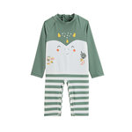 Petit Béguin Combinaison bain bébé de protection UV Hello Dino. Coloris disponibles : Vert