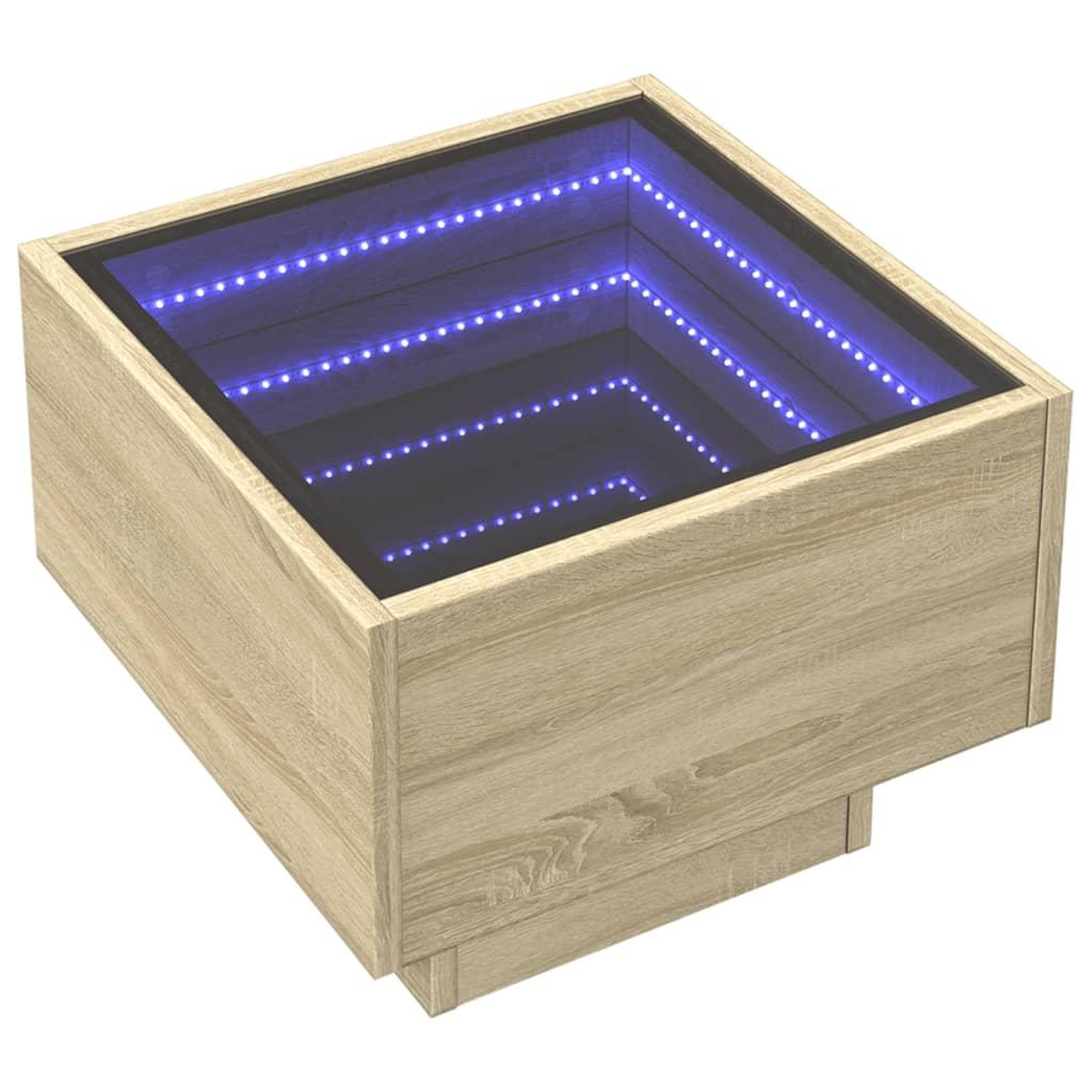 Voir la diapositive 3 : VIDAXL Table d'appoint et LED chene sonoma 40x40x30 cm bois ingenierie