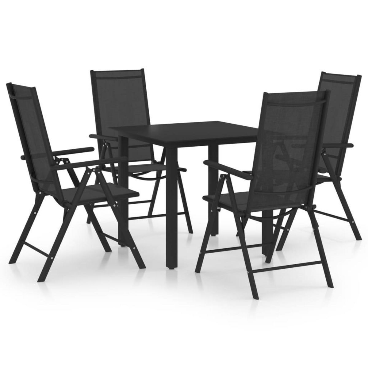 VIDAXL Ensemble a manger de jardin 5 pcs Aluminium Noir