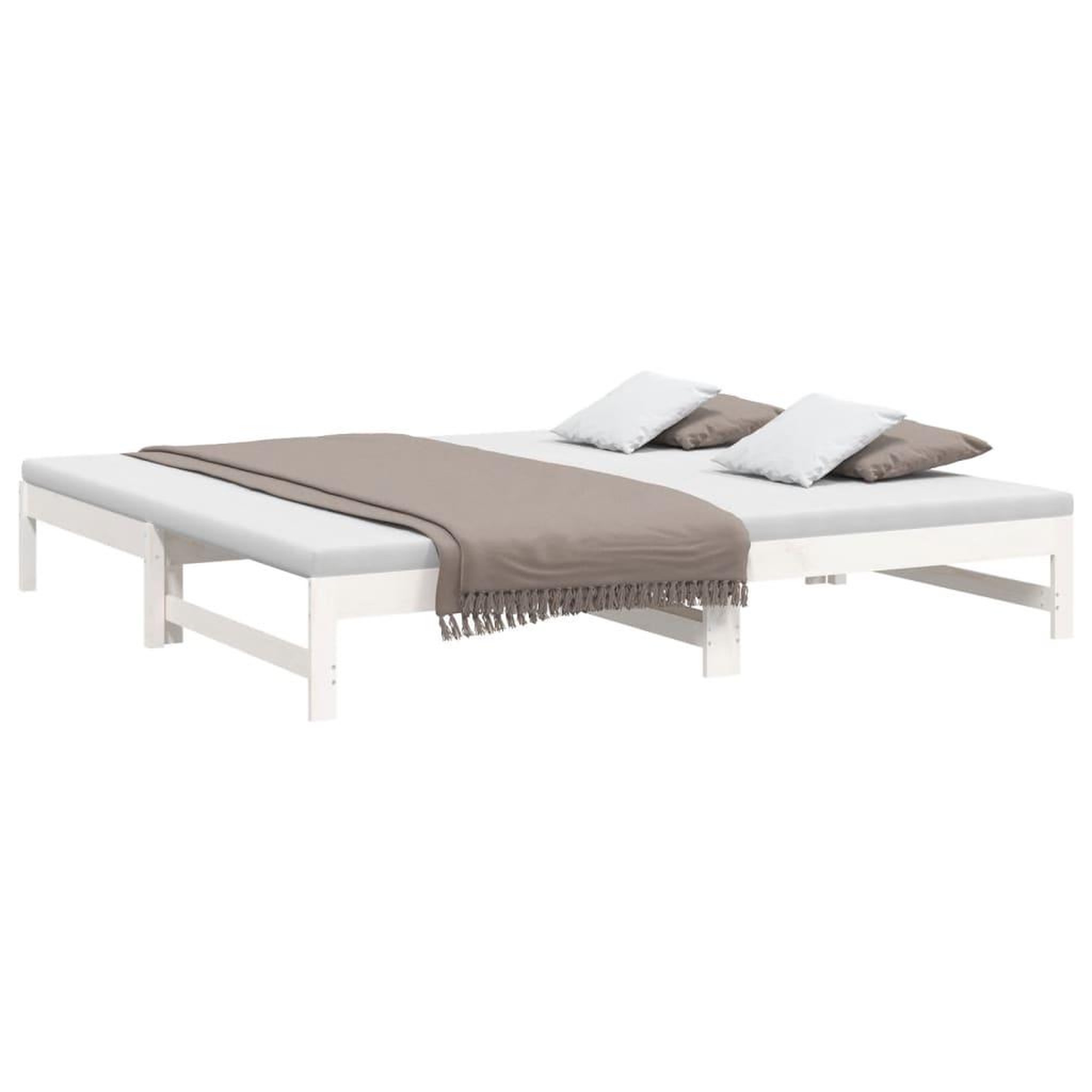 Voir la diapositive 3 : VIDAXL Lit coulissant sans matelas blanc 2x(90x200) cm