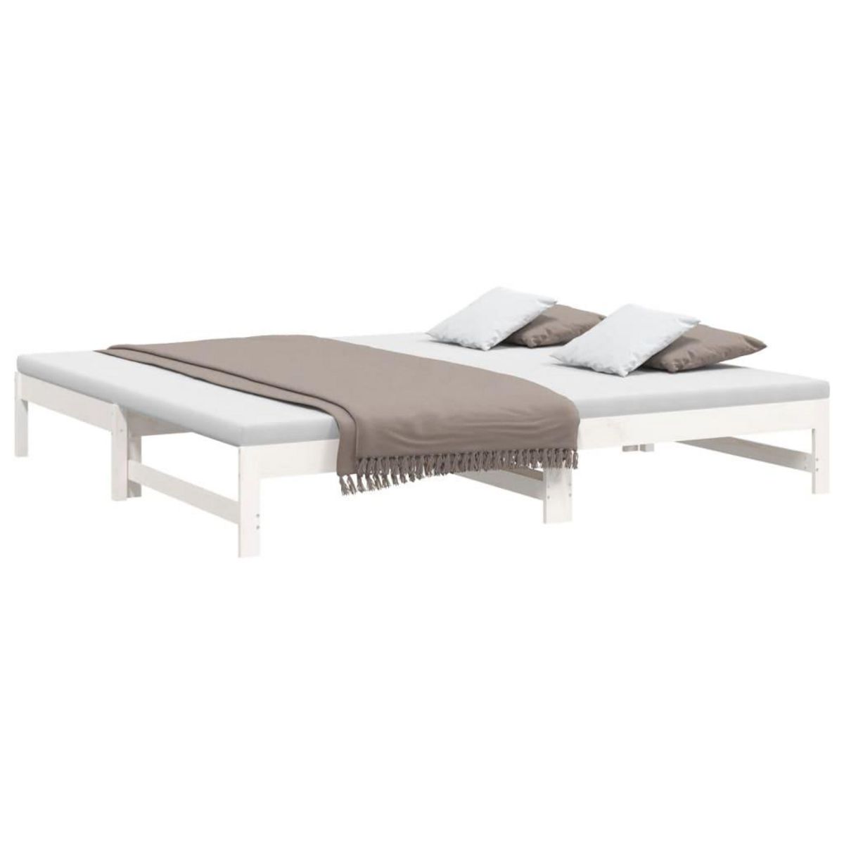 VIDAXL Lit coulissant sans matelas blanc 2x(90x200) cm
