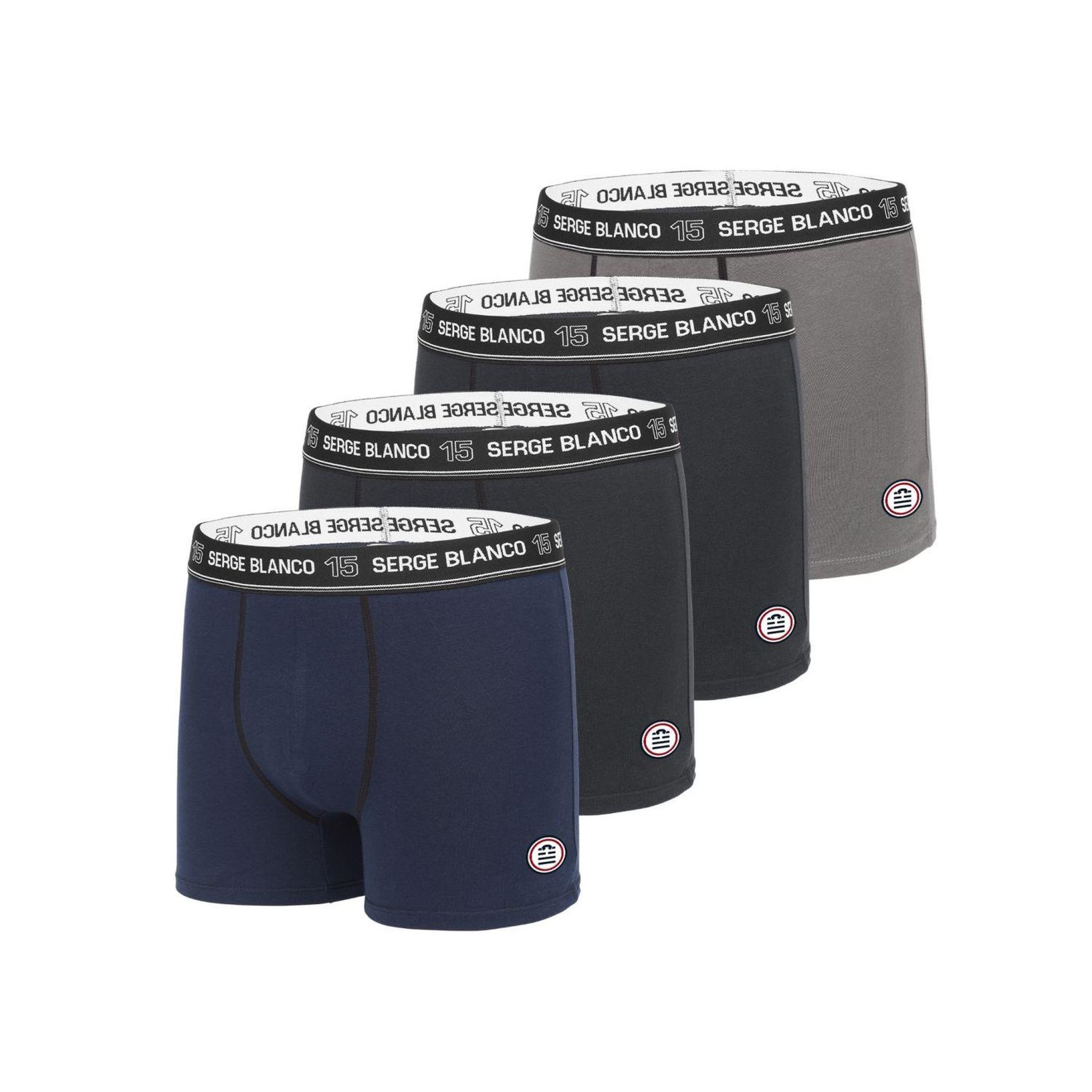 SERGE BLANCO Lot de 4 boxers coton homme colored class'. Coloris disponibles : Gris