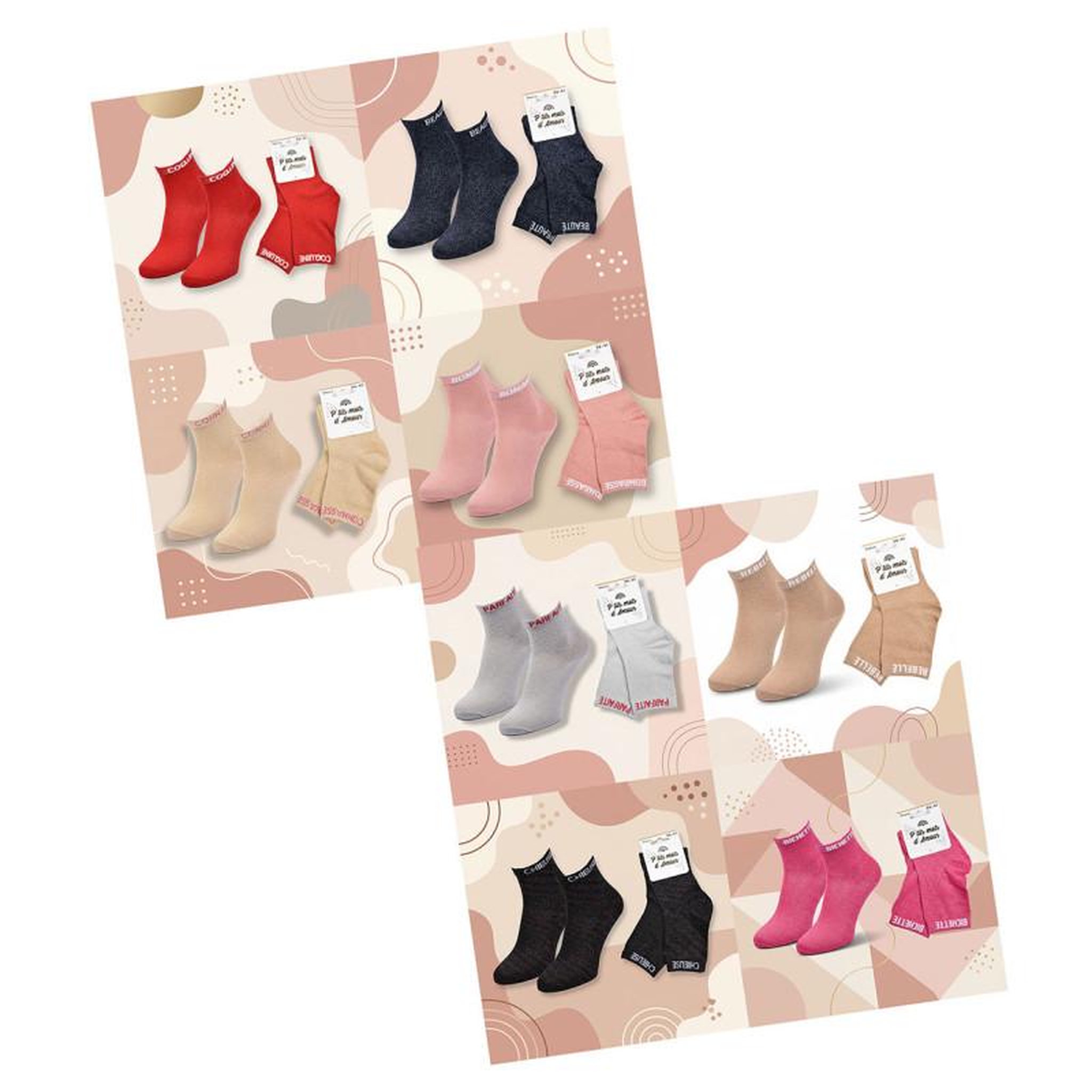 Voir la diapositive 3 : OZABI OZABI Chaussettes Femme a Paillettes Soquettes - 36/41 - Pack de 8 Paires 3443