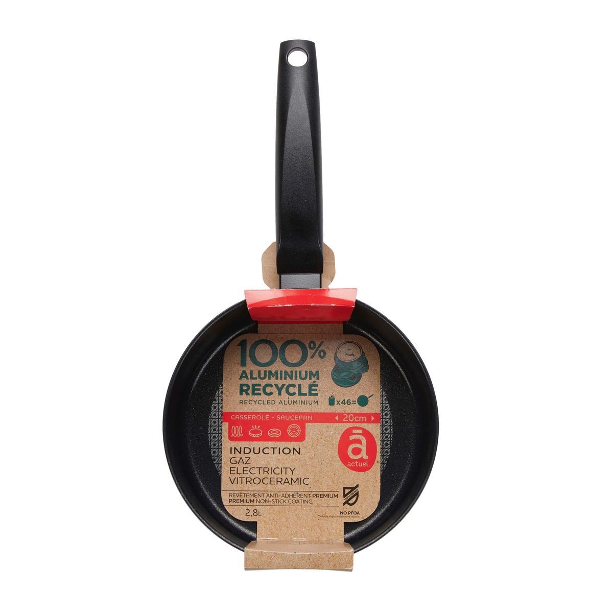 ACTUEL Casserole induction 20 cm en aluminium recyclé