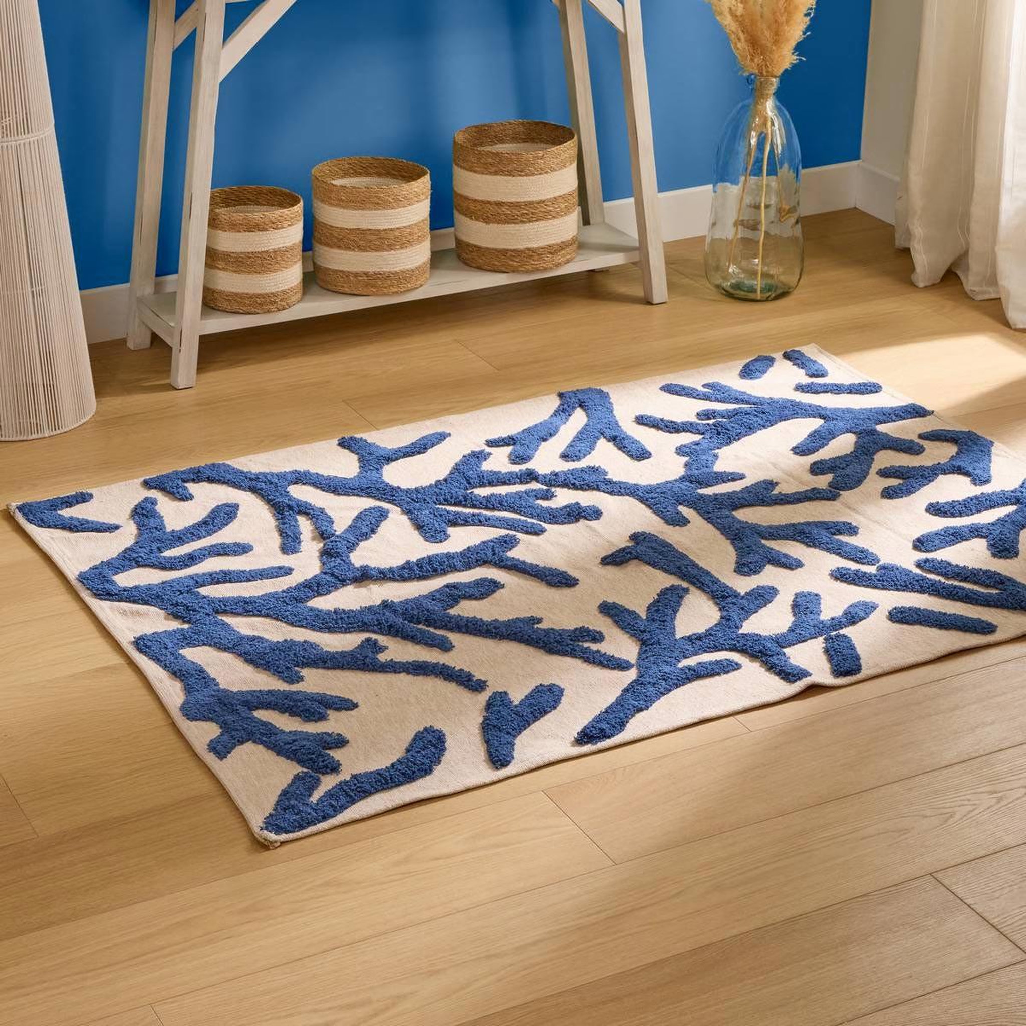 Voir la diapositive 5 : ATMOSPHERA Tapis à motifs coraux  océania  120x170cm bleu