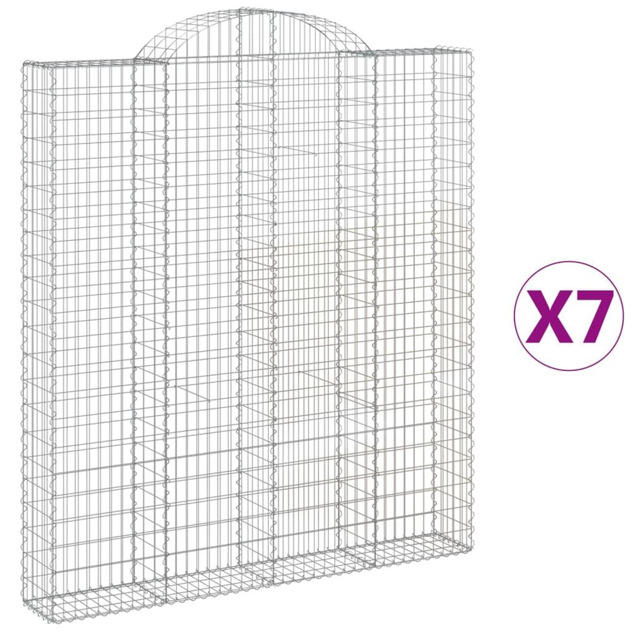 Voir la diapositive 2 : VIDAXL Paniers a gabions arques 7 pcs 200x30x220/240 cm fer galvanise