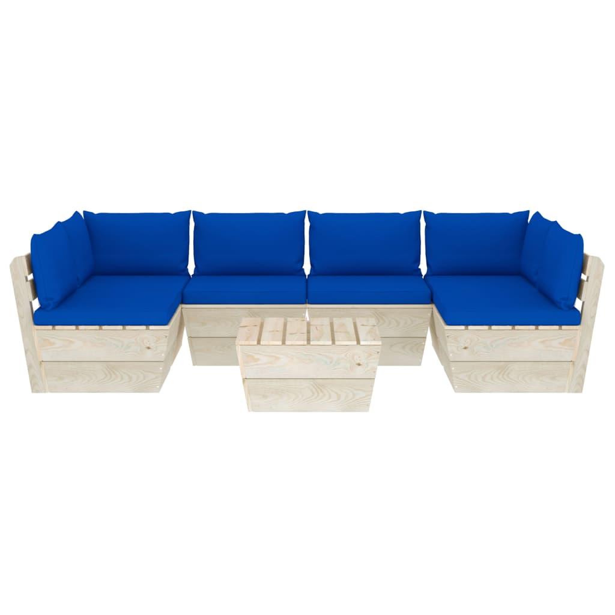 Voir la diapositive 3 : VIDAXL Salon de jardin palette 7 pcs avec coussins bois d'epicea