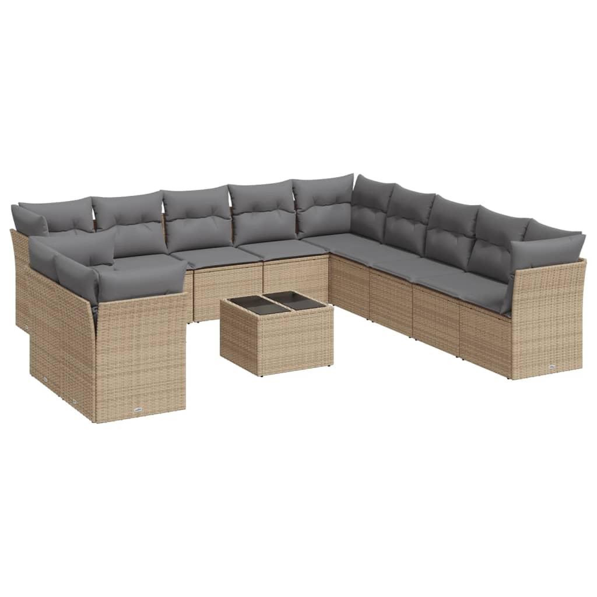 Voir la diapositive 2 : VIDAXL Salon de jardin avec coussins 12 pcs beige resine tressee