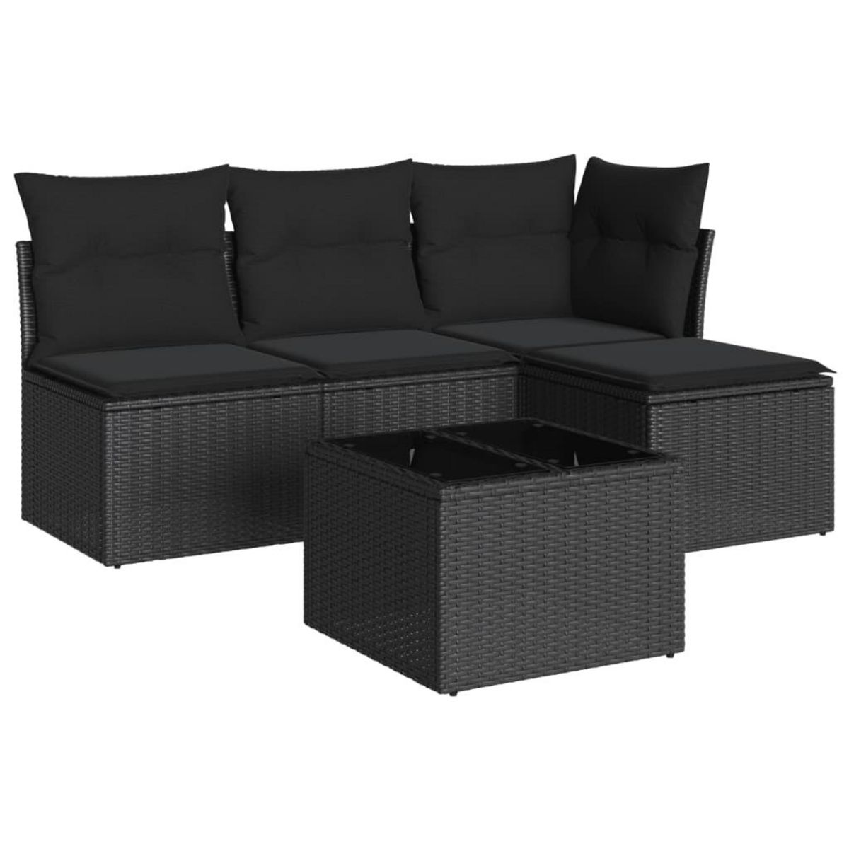 VIDAXL Salon de jardin 5 pcs avec coussins noir resine tressee