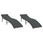 Voir la diapositive 2 : VIDAXL Chaises longues lot de 2 et coussins gris clair resine tressee