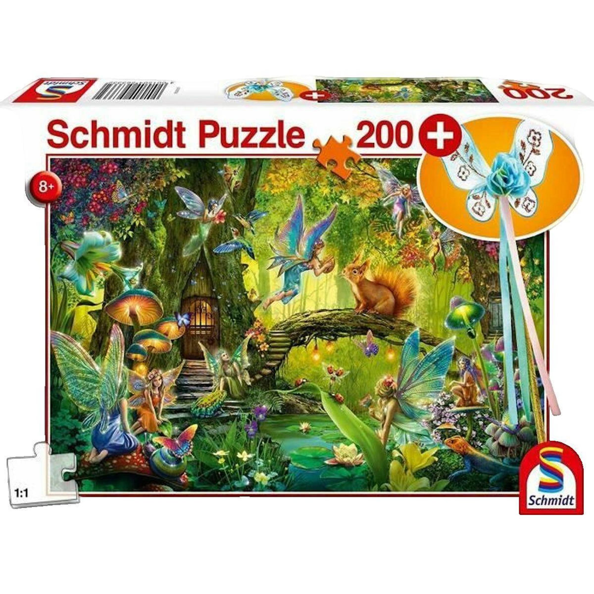 Schmidt Spiele Puzzle Schmidt Spiele Fées dans la forêt 200 pièces avec baguette magique