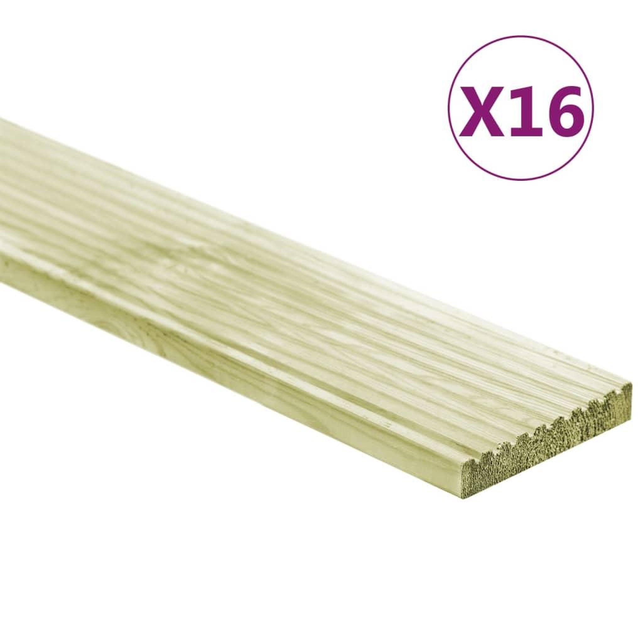 Voir la diapositive 1 : VIDAXL Panneaux de terrasse 16 pcs 2,32 m² 1 m Pin massif impregne