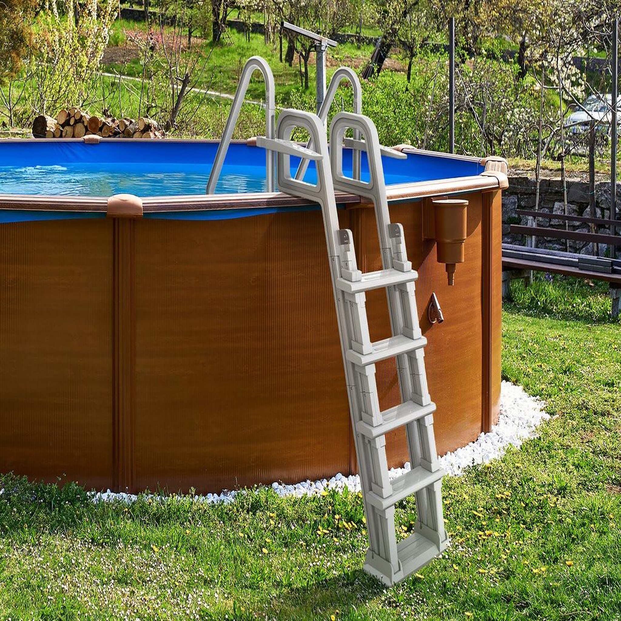Voir la diapositive 2 : Habitat et Jardin Escalier double piscine  Mario  avec système de sécurité enfant