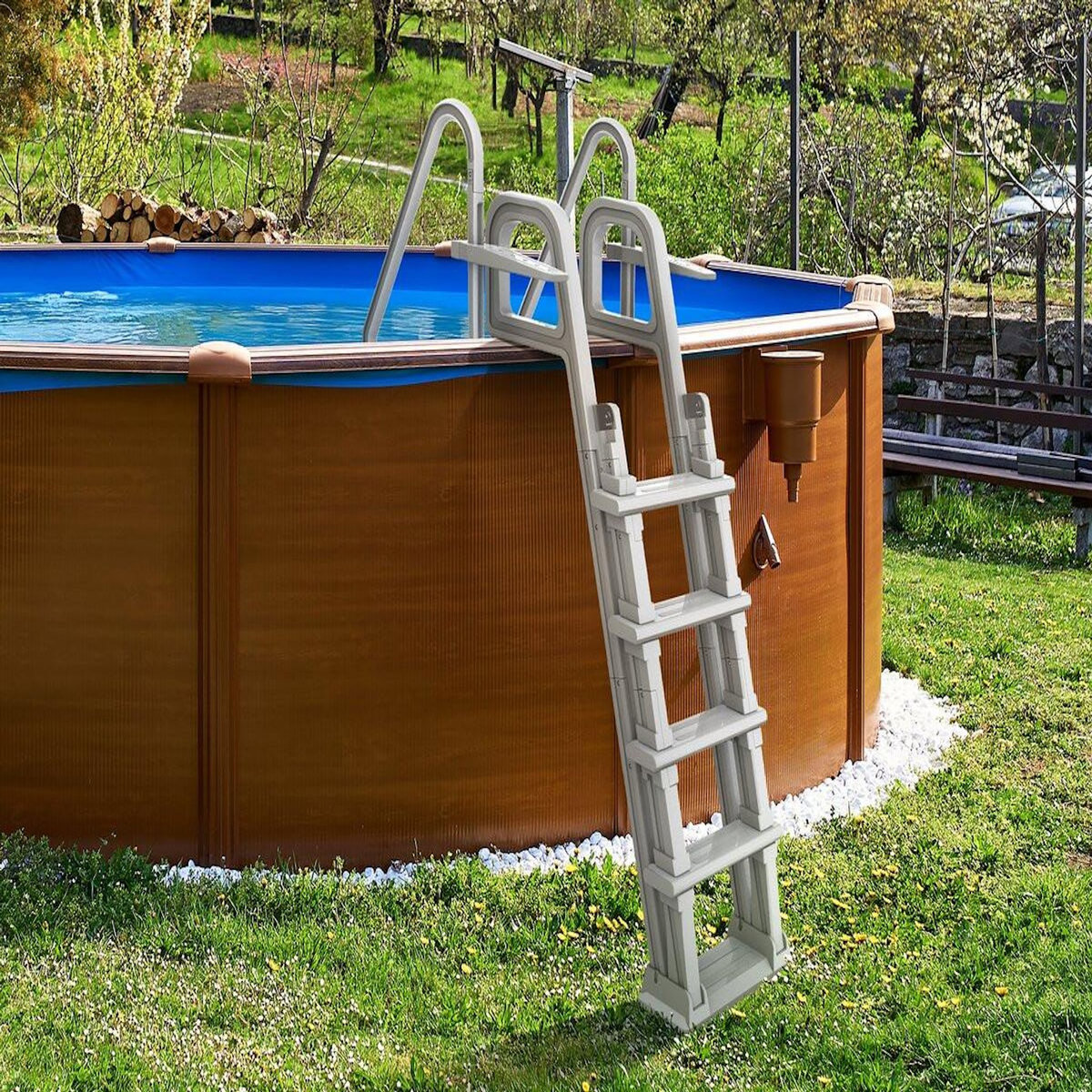 Habitat et Jardin Escalier double piscine  Mario  avec système de sécurité enfant
