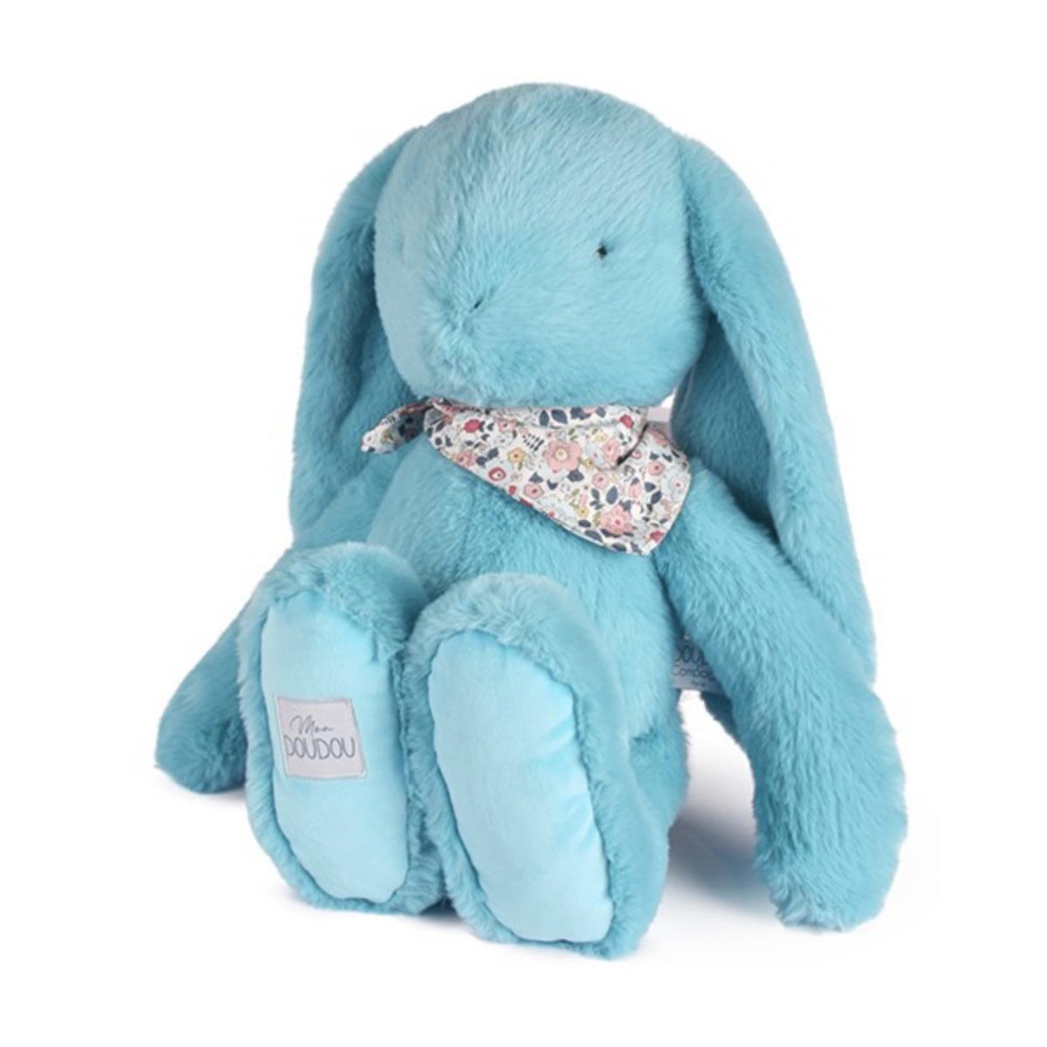 DOUDOU ET COMPAGNIE Peluche lapin fleurette turquoise - 50 cm -