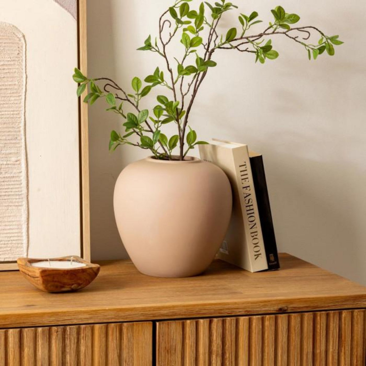 ATMOSPHERA Vase Boule en Dolomite  Rily  22cm Nude