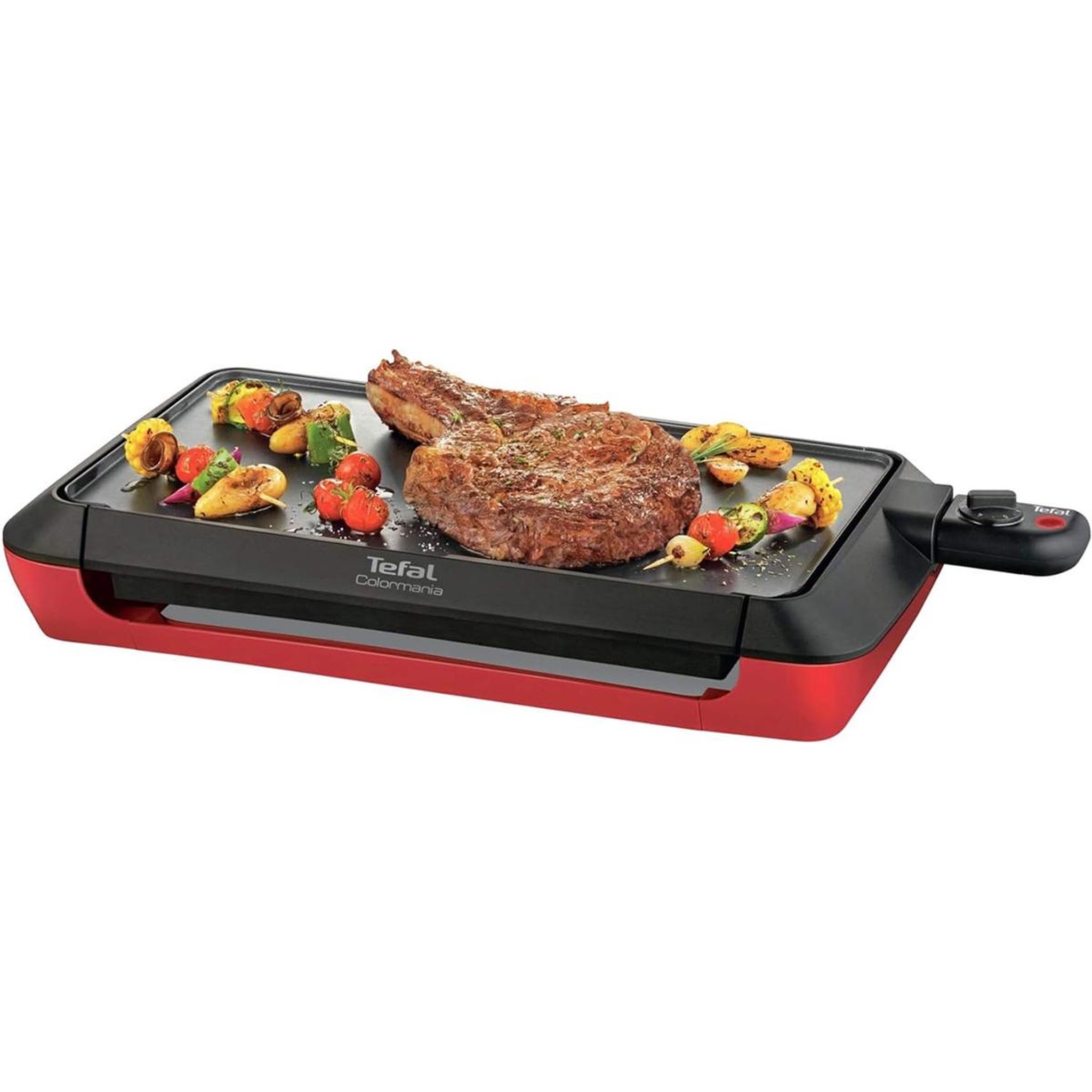 Voir la diapositive 3 : TEFAL Plancha électrique 2000w 46,4x24,4cm rouge - cb660501