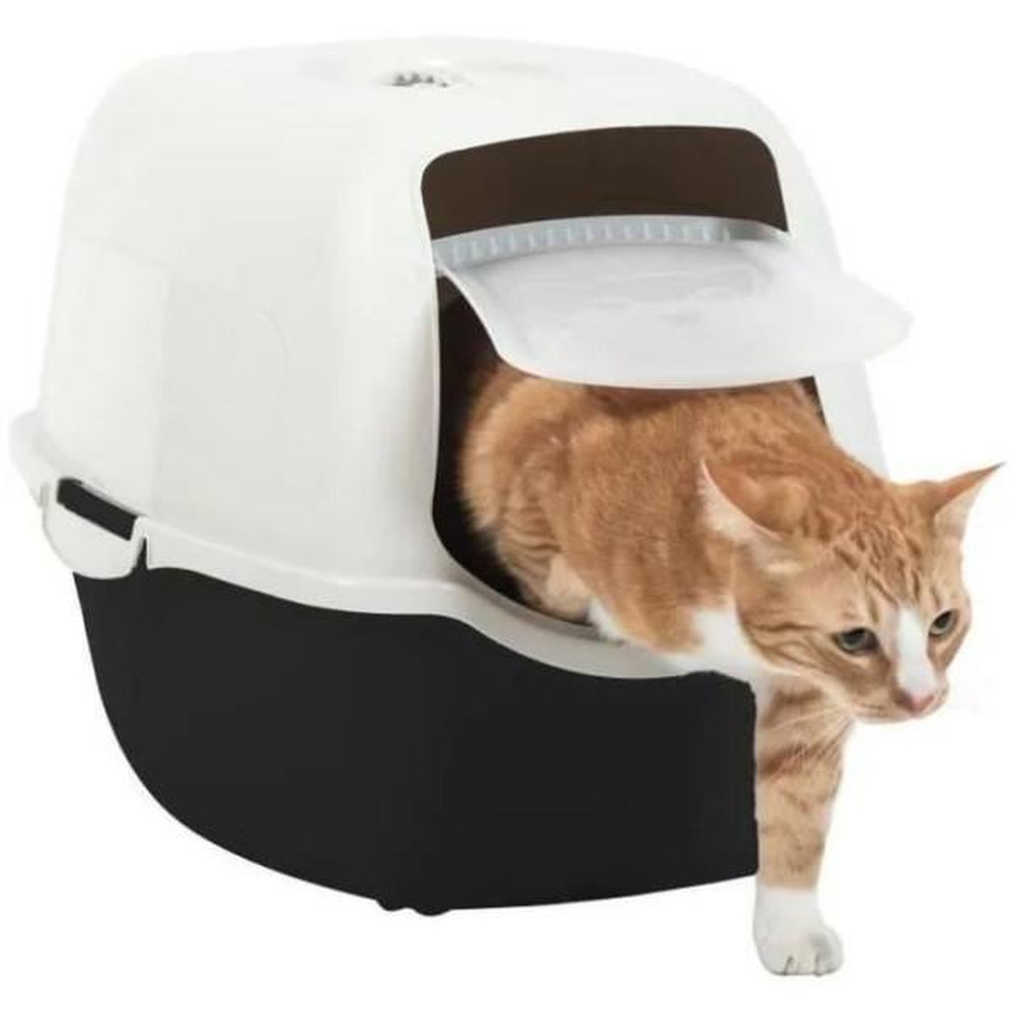 Voir la diapositive 4 : MARKET24 Sacha maison de toilette pour chat - bac a litiere - 56 x 40 x 39 cm - noir et blanc - pet design