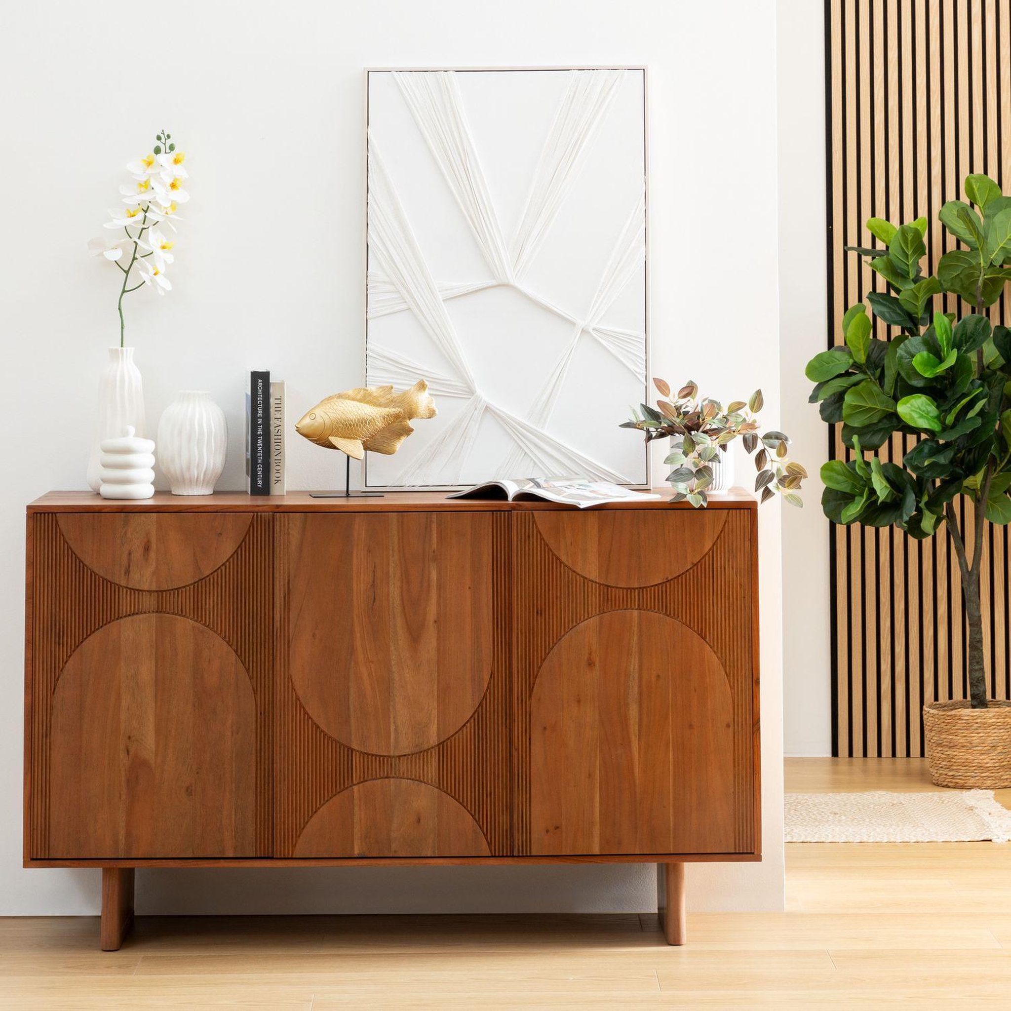 Voir la diapositive 2 : ATMOSPHERA Buffet 3 portes en bois massif nanda - marron