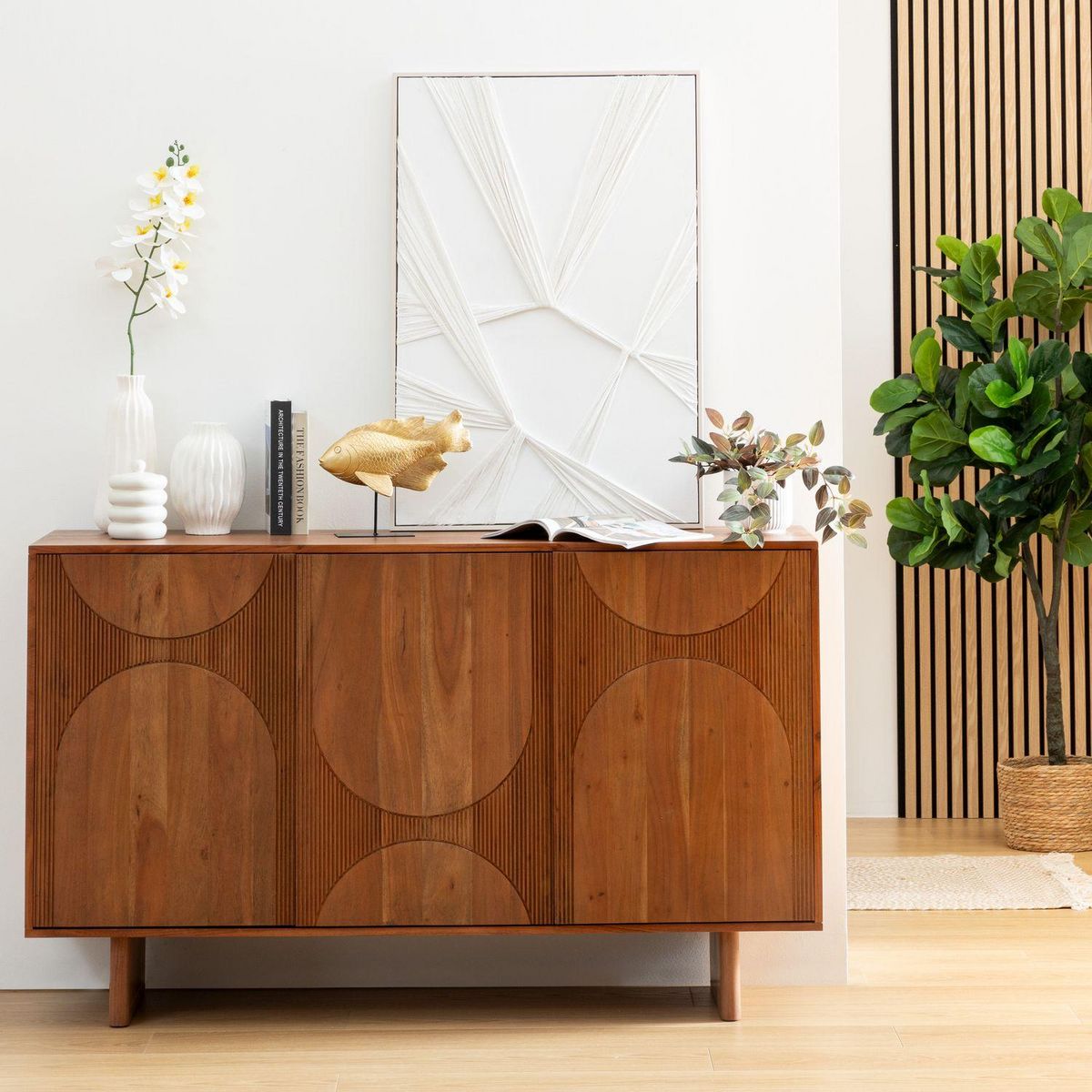 ATMOSPHERA Buffet 3 portes en bois massif NANDA - Marron