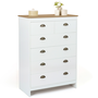 Voir la diapositive 1 : ID MARKET Commode 6 tiroirs ISIS 80 cm blanc et plateau bois