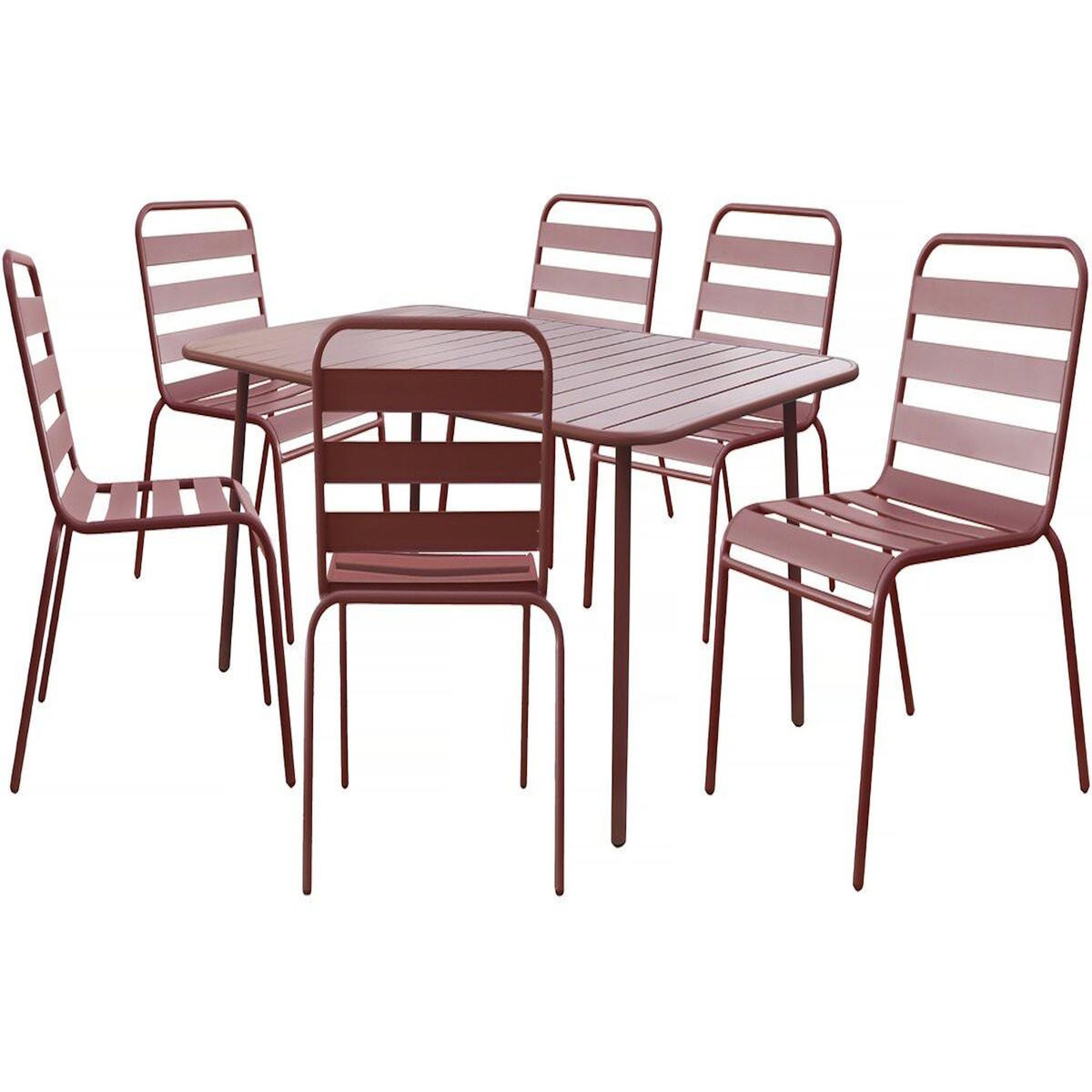 Habitat et Jardin Table et chaises de jardin en métal  Bilbao  - 6 places - Terracotta