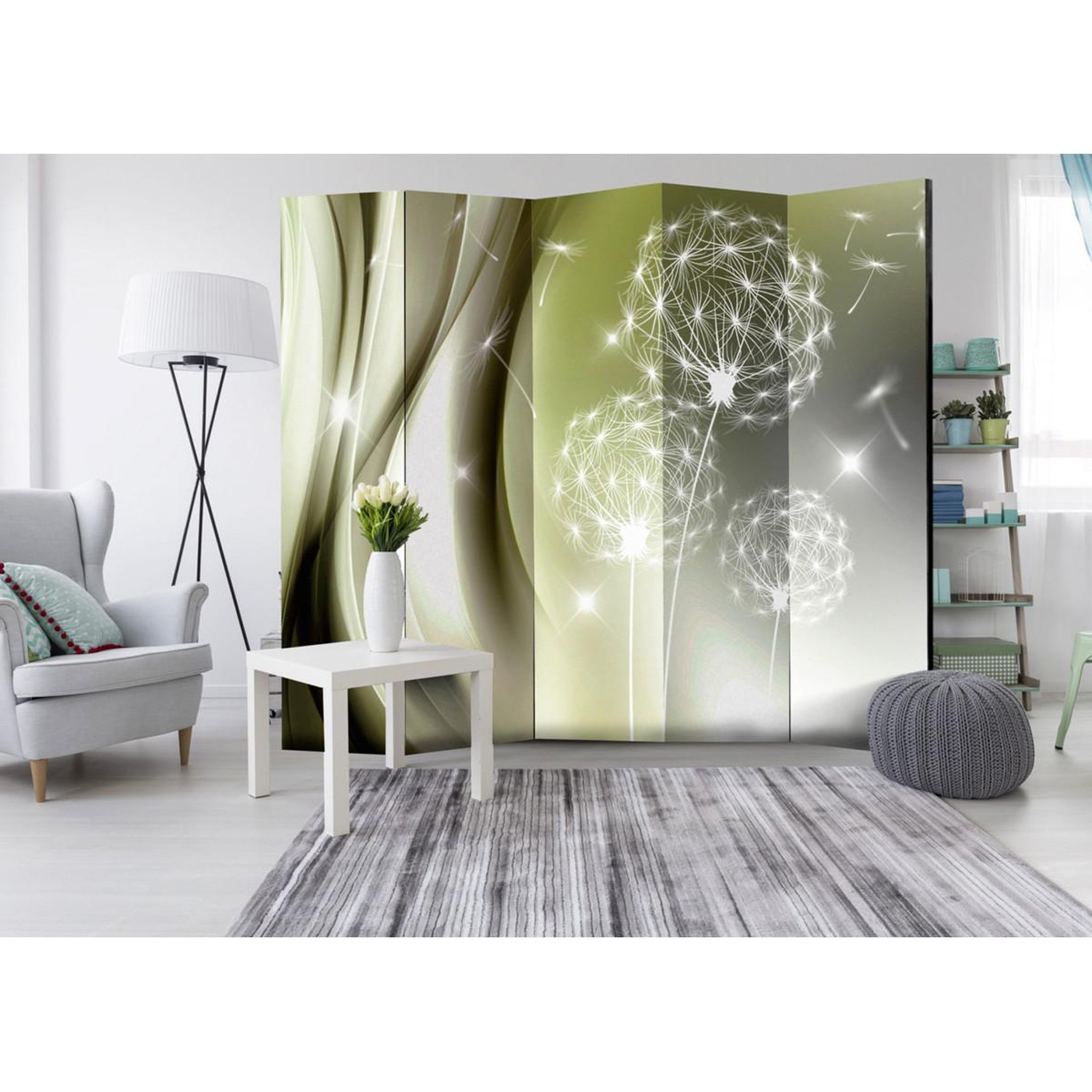 Voir la diapositive 2 : Paris Prix Paravent 5 volets  green gentleness  172x225cm