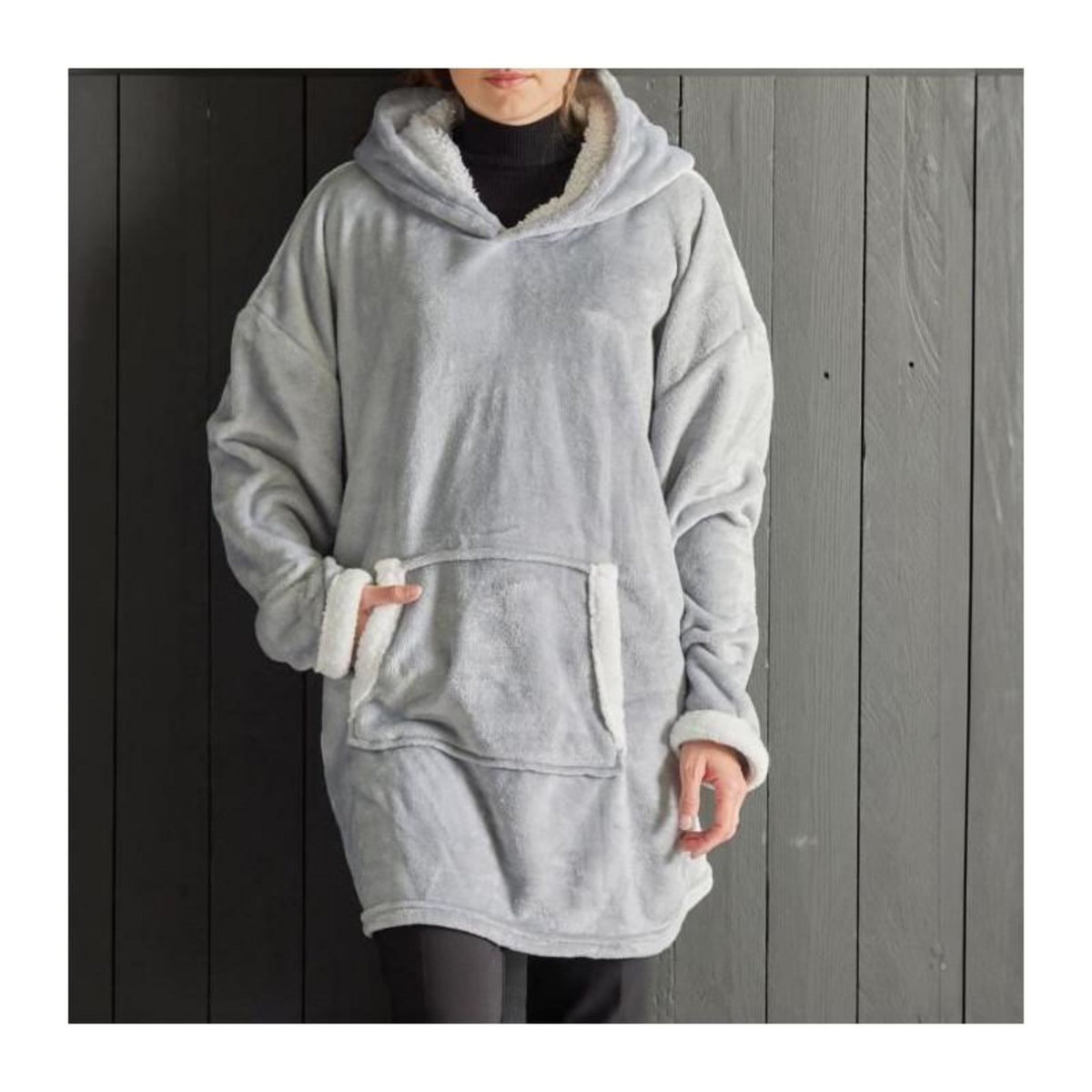 Today Sweat plaid polaire - TODAY - Manches longues et poche - 70 x 87 cm - Gris