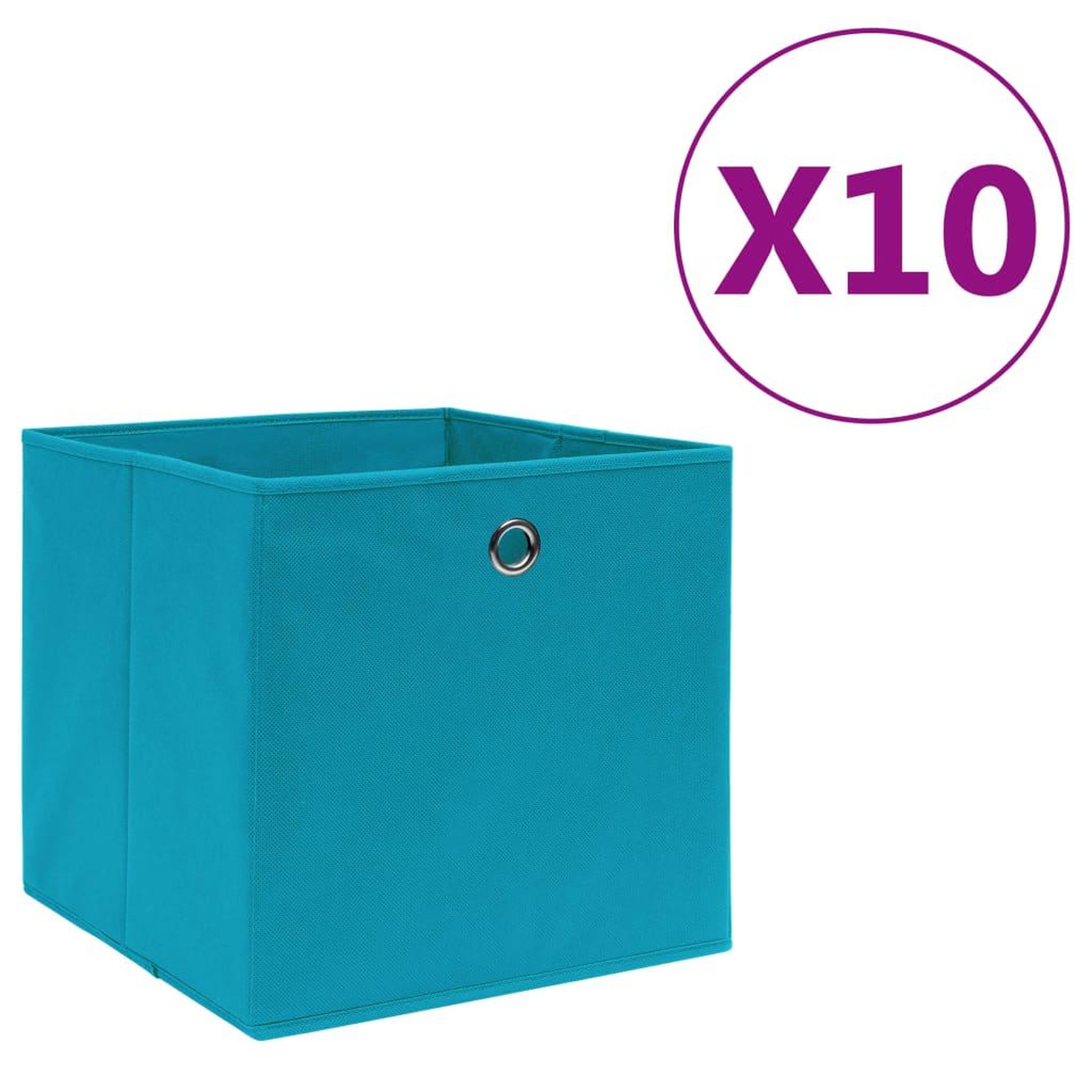 Voir la diapositive 1 : VIDAXL Boîtes de rangement 10 pcs Tissu intisse 28x28x28 cm Bleu azure