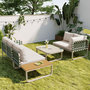 Voir la diapositive 5 : MERAX Salon de jardin 5 places en acier avec coussins assise, dossier, abricot