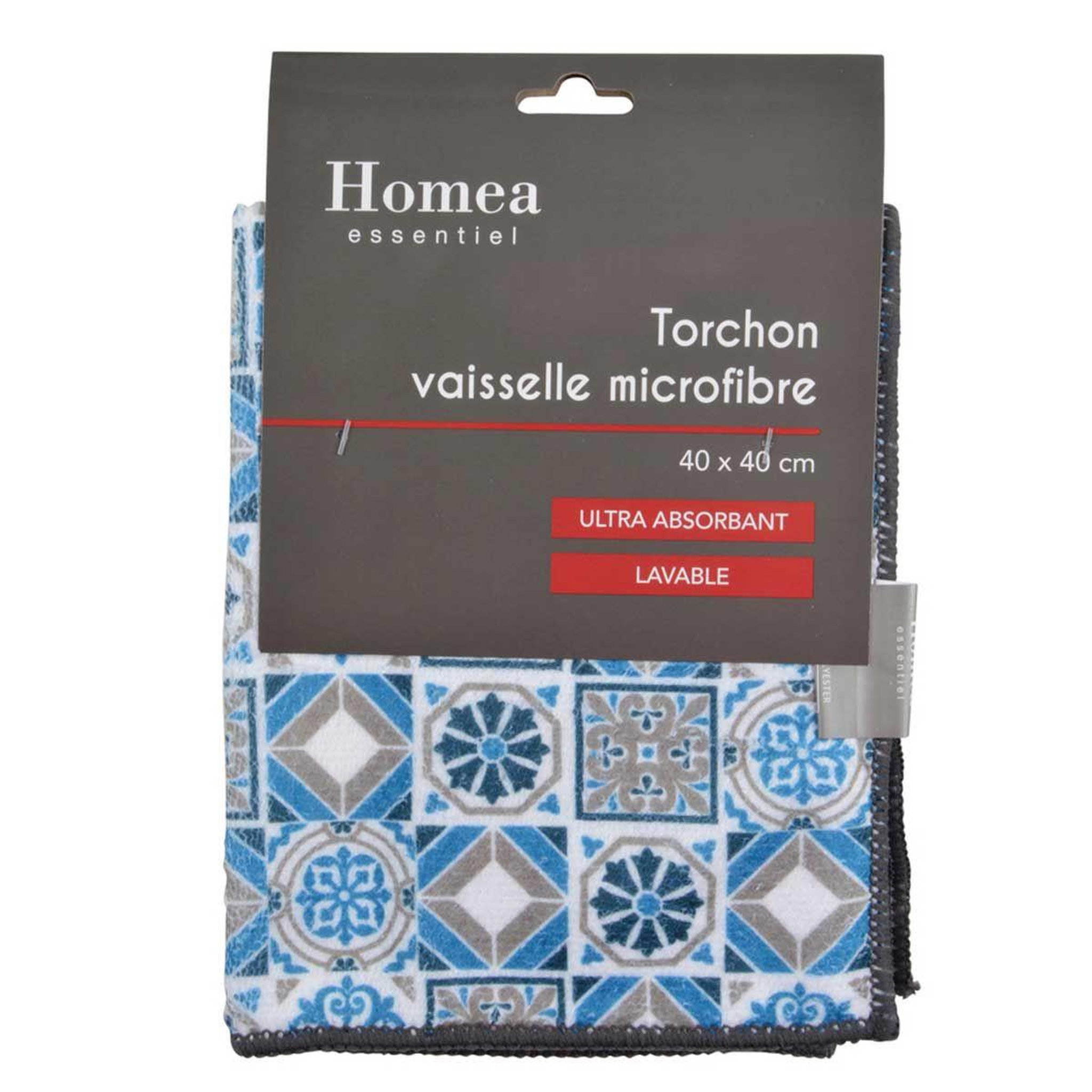 Voir la diapositive 3 : HOMEA Torchon  carreaux de ciment  40x40cm bleu & gris