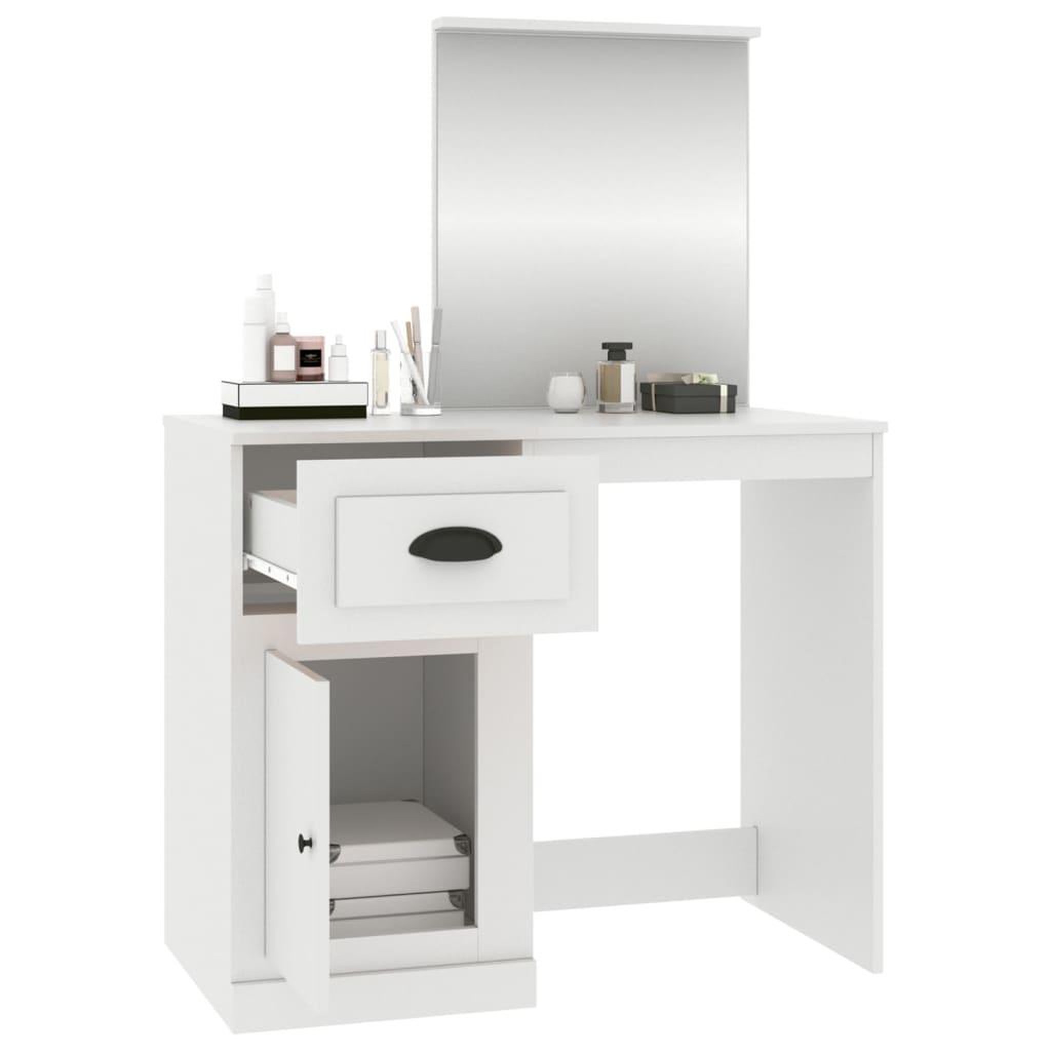 Voir la diapositive 5 : VIDAXL Coiffeuse avec miroir blanc 90x50x132,5 cm bois d'ingenierie