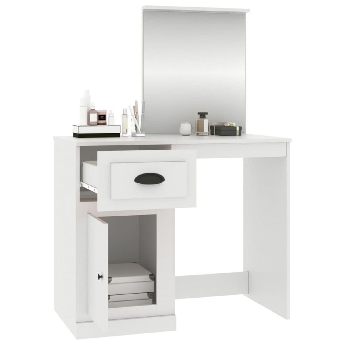 VIDAXL Coiffeuse avec miroir blanc 90x50x132,5 cm bois d'ingenierie
