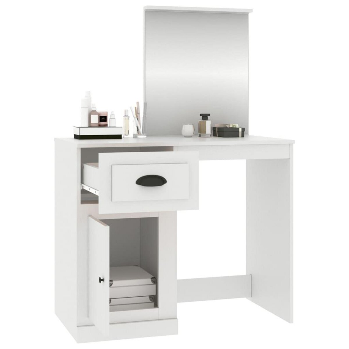 VIDAXL Coiffeuse avec miroir blanc 90x50x132,5 cm bois d'ingenierie