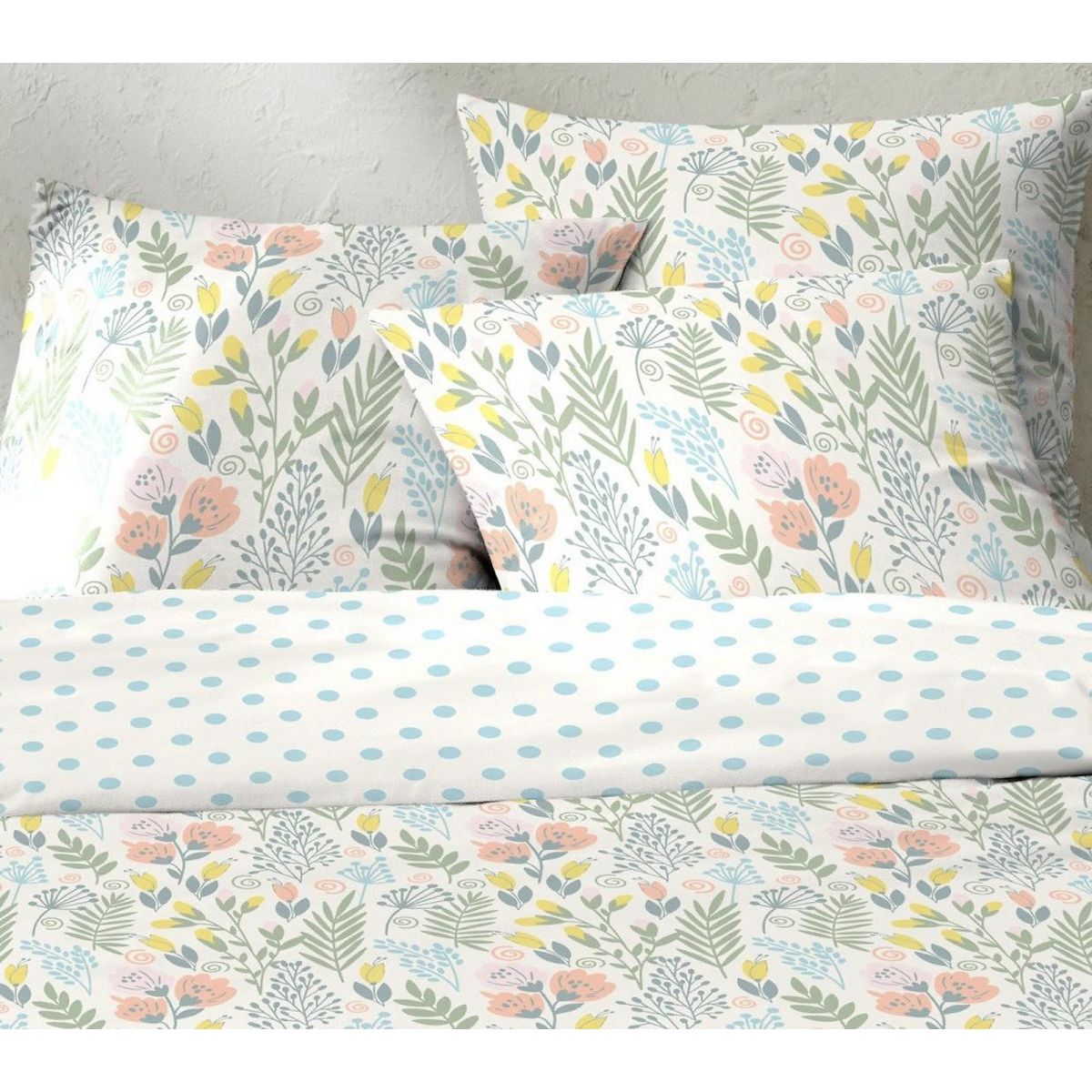 Home collection Parure housse de couetteavectaie oreiller coton 51 fils lila