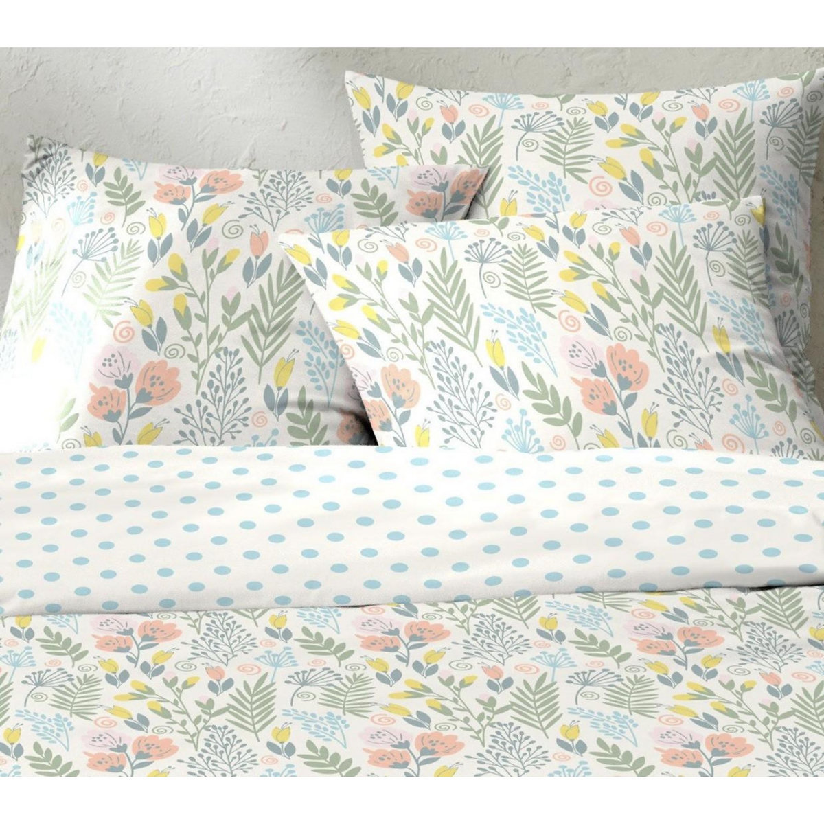 Home collection Parure housse de couetteavectaie oreiller coton 51 fils lila