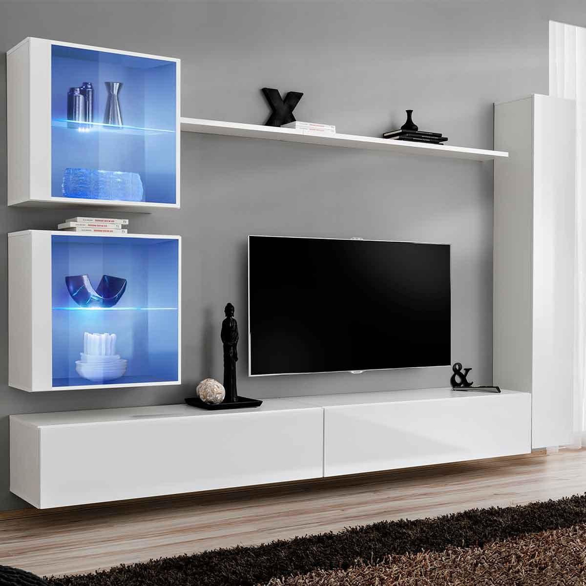 Paris Prix Meuble tv mural design  switch xviii  280cm blanc