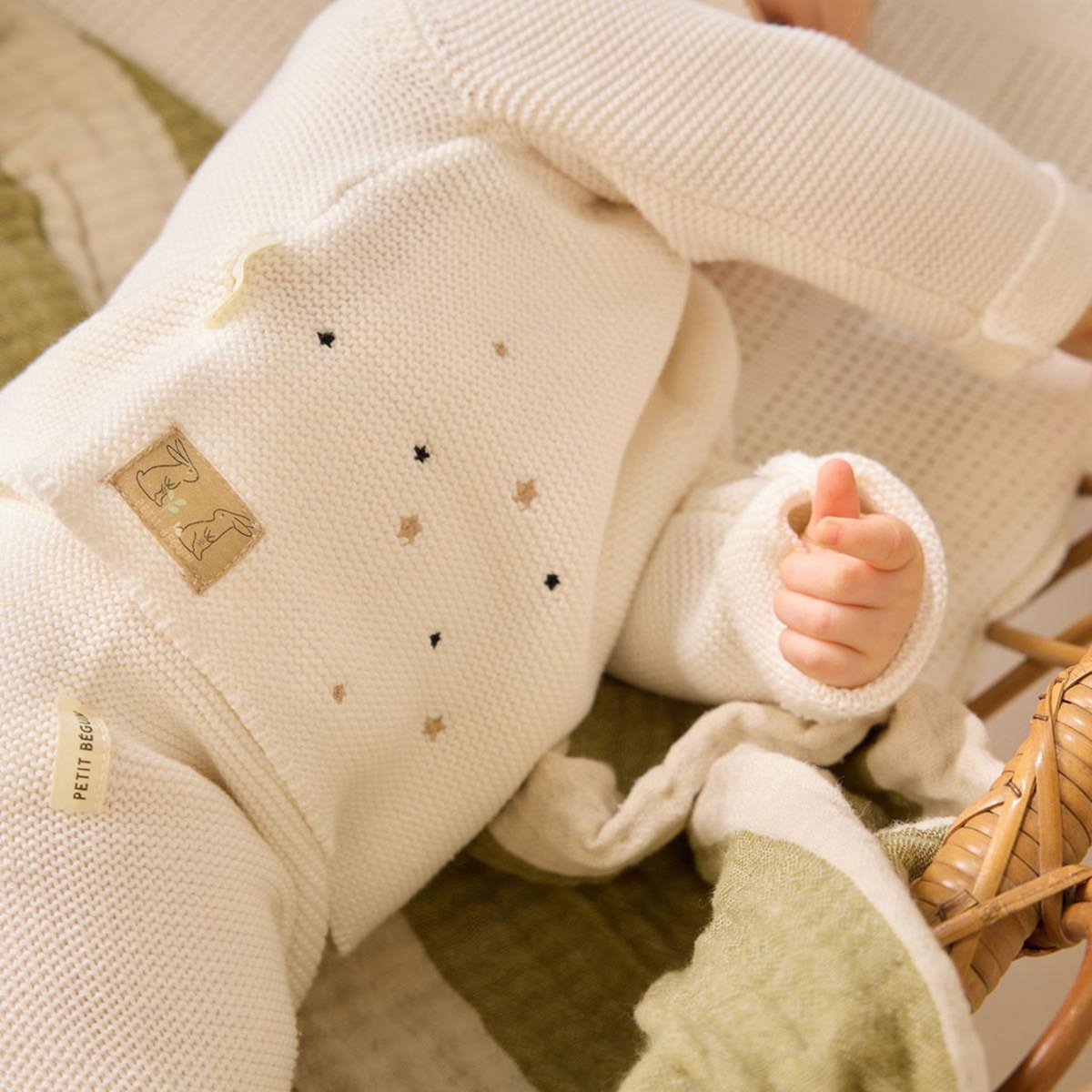 Petit Béguin Ensemble gilet et pantalon bébé en tricot Hello Baby