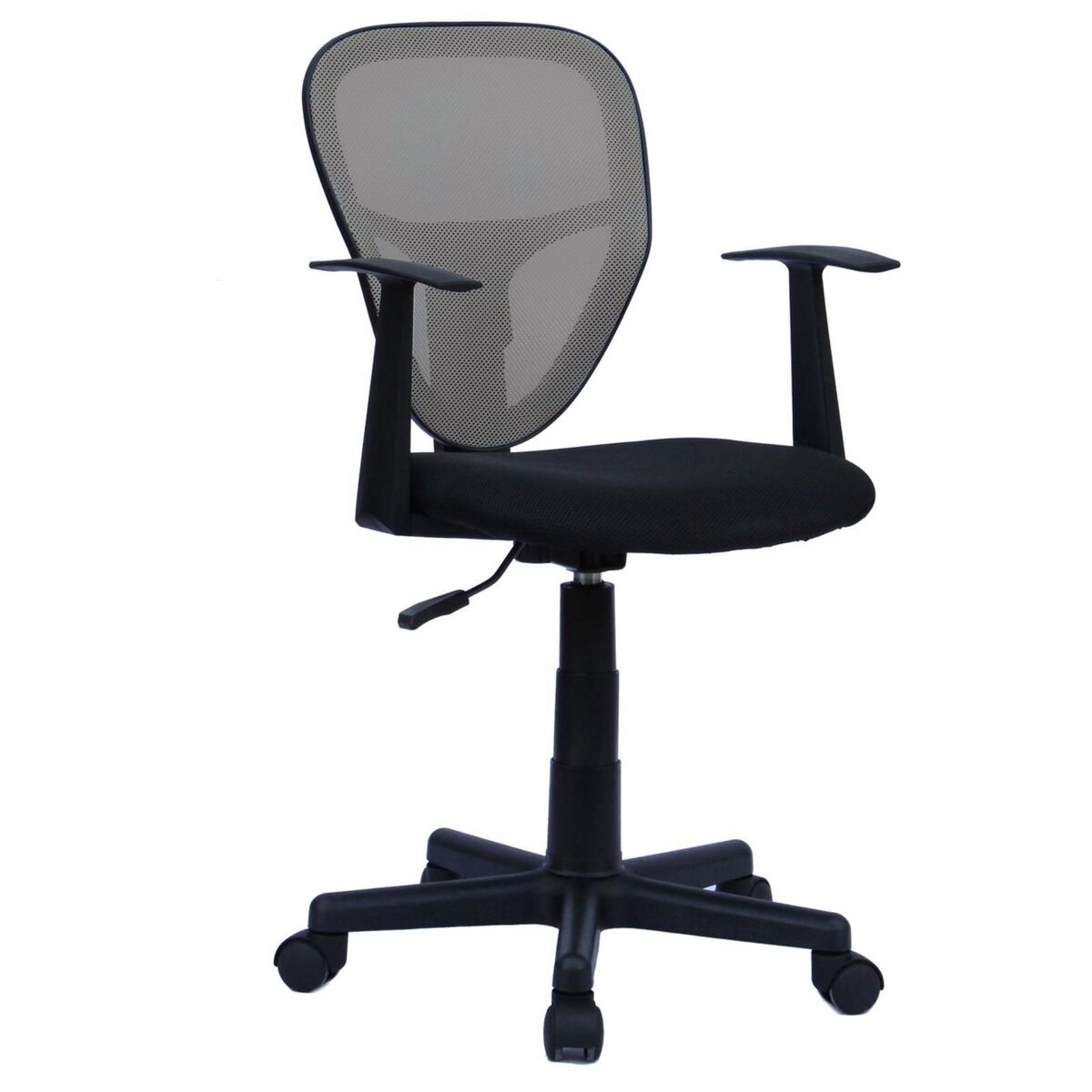 IDIMEX Chaise de bureau enfant STUDIO fauteuil pivotant et ergonomique avec  accoudoirs, siège à roulettes hauteur réglable, mesh noir/gris pas cher 