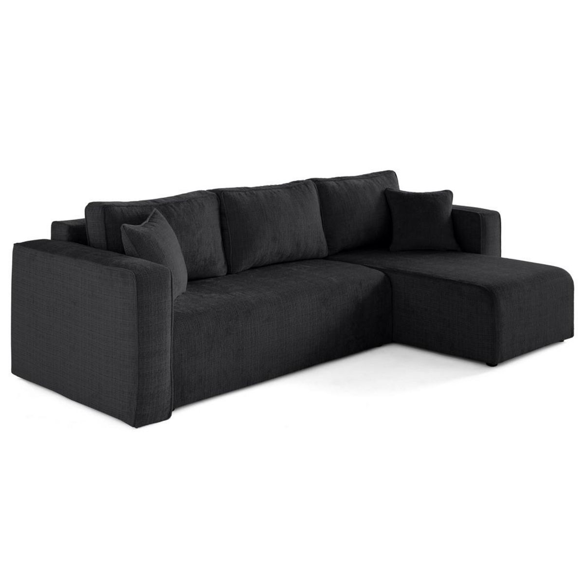 BEST MOBILIER Topaze - canapé d'angle déhoussable réversible 4 places en velours texturé