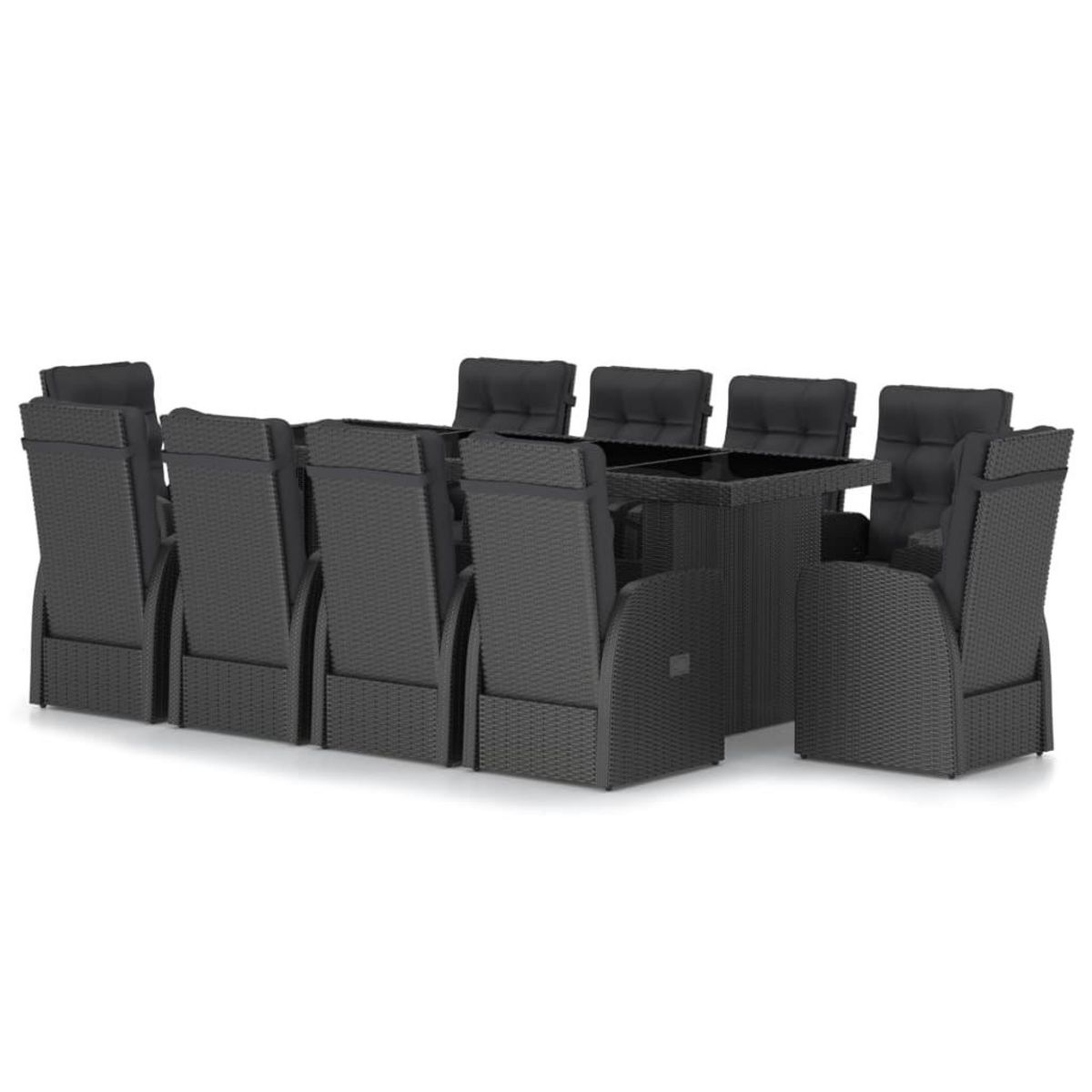 VIDAXL Salon de jardin 11 pcs avec coussins resine tressee noir