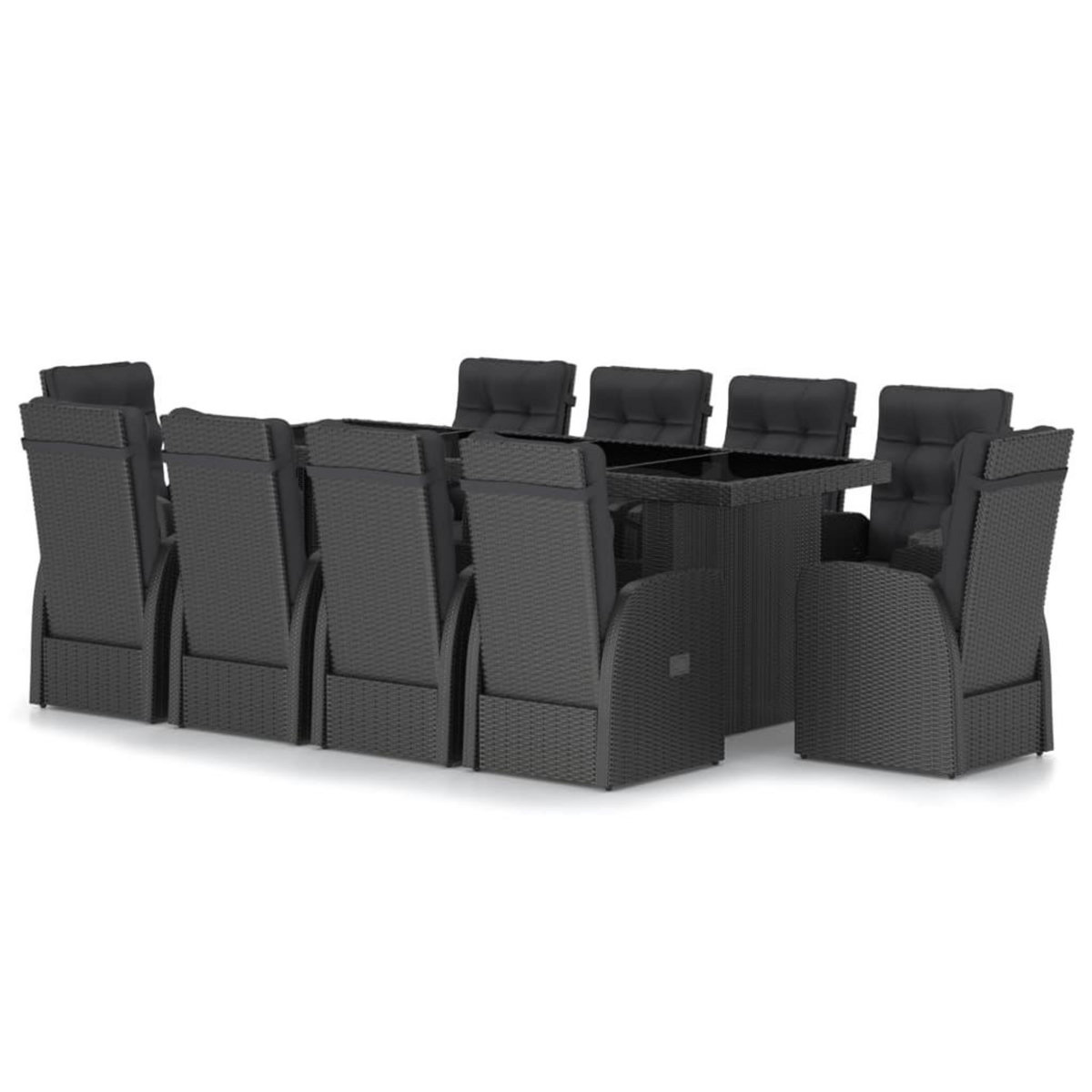 VIDAXL Salon de jardin 11 pcs avec coussins resine tressee noir