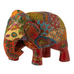 Paris Prix Statuette Éléphant en Bois  Delhi  20cm Multicolore