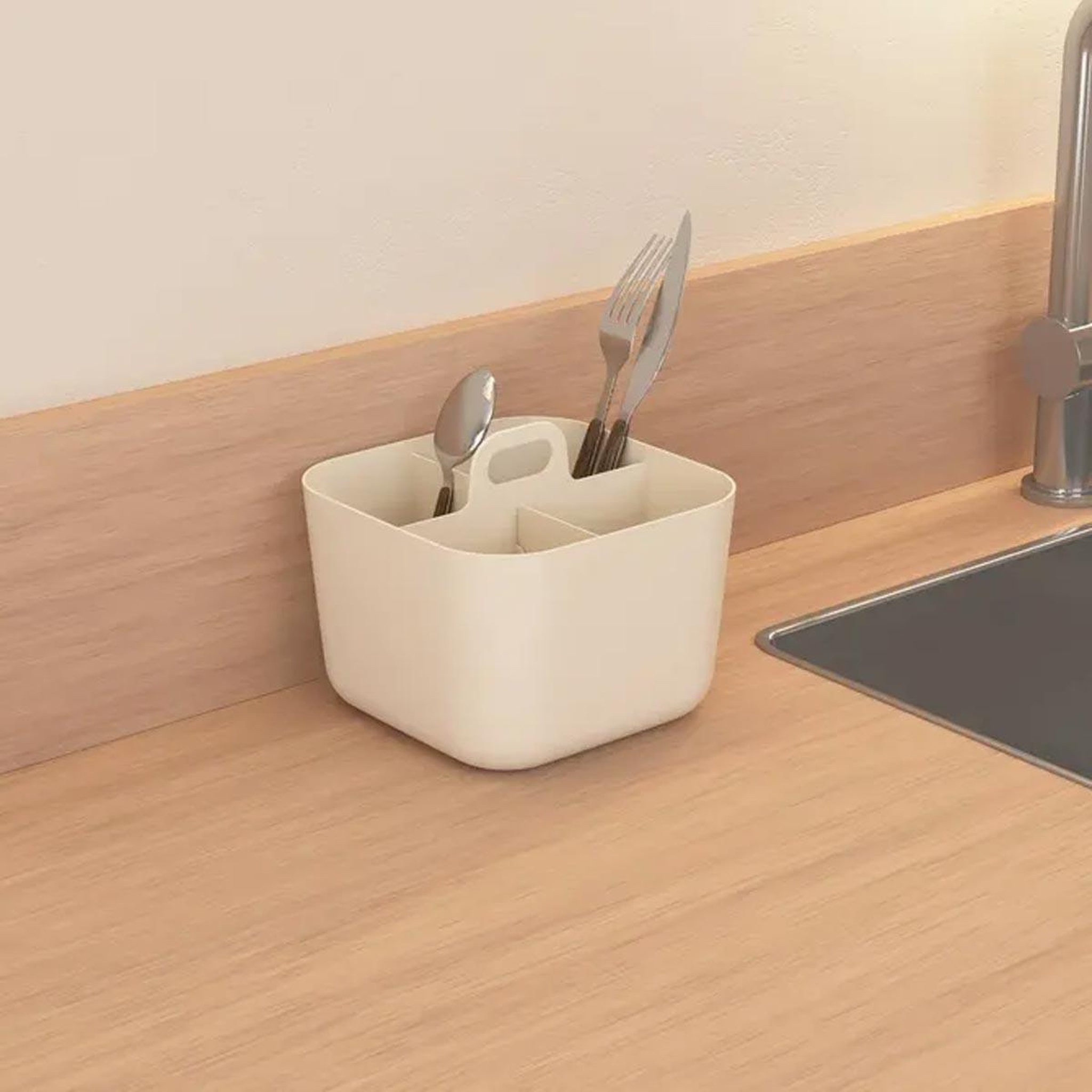 Voir la diapositive 3 : FIVE Organiseur compartiments modulables  poly  16cm beige